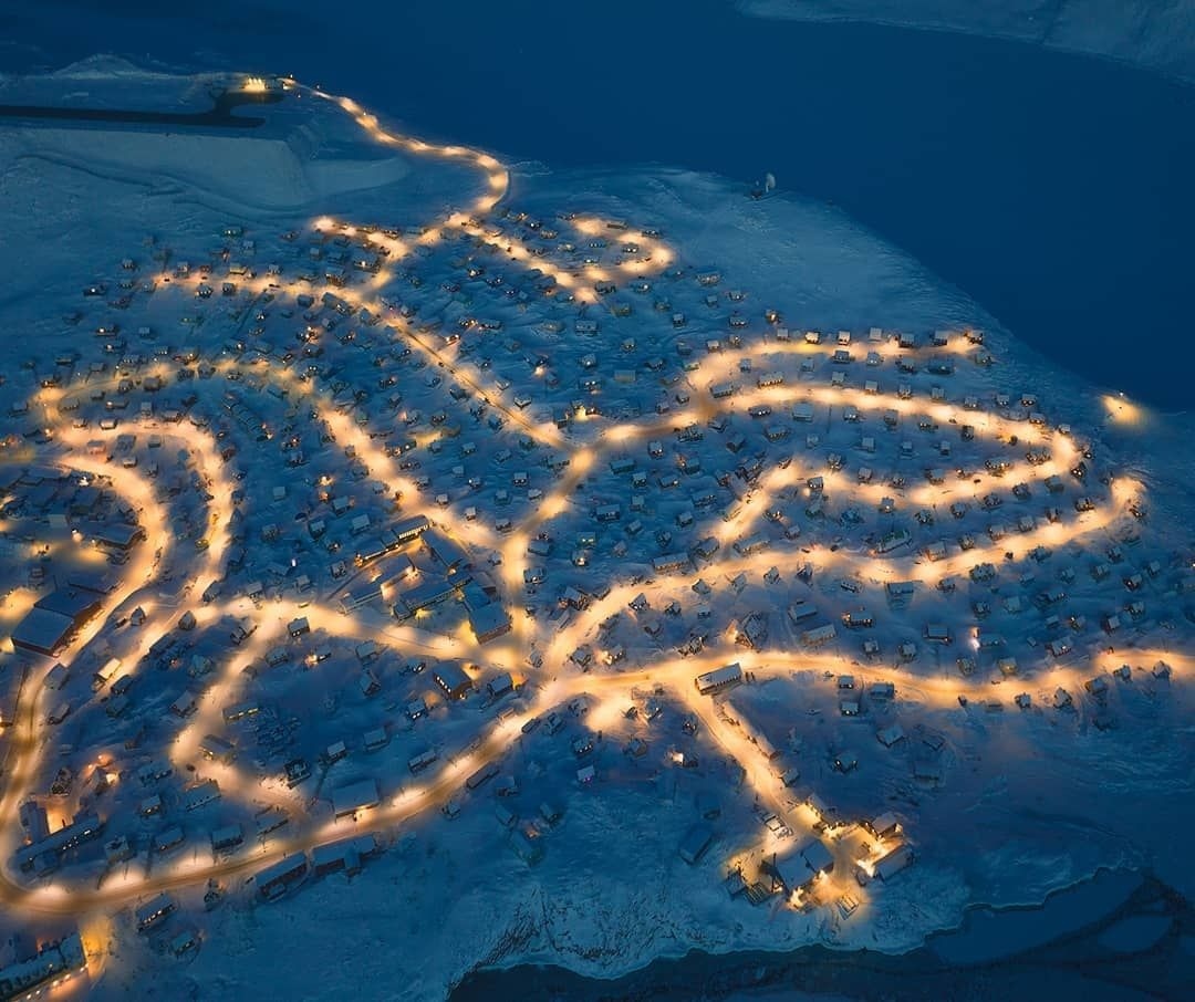 The beautiful and secluded town of Upernavik, Greenland - Greenland, Town, Winter, Snow, The photo, Quadcopter, beauty, The mountains, Landscape, Road, Longpost