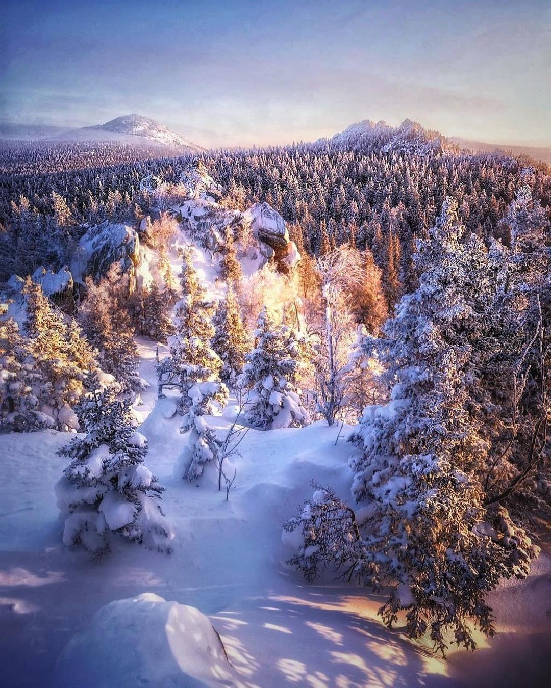 Dawn in Taganay National Park - Southern Urals, Taganay, The mountains, Tourism, The photo, Nature, beauty of nature, Chelyabinsk region, Landscape, Winter