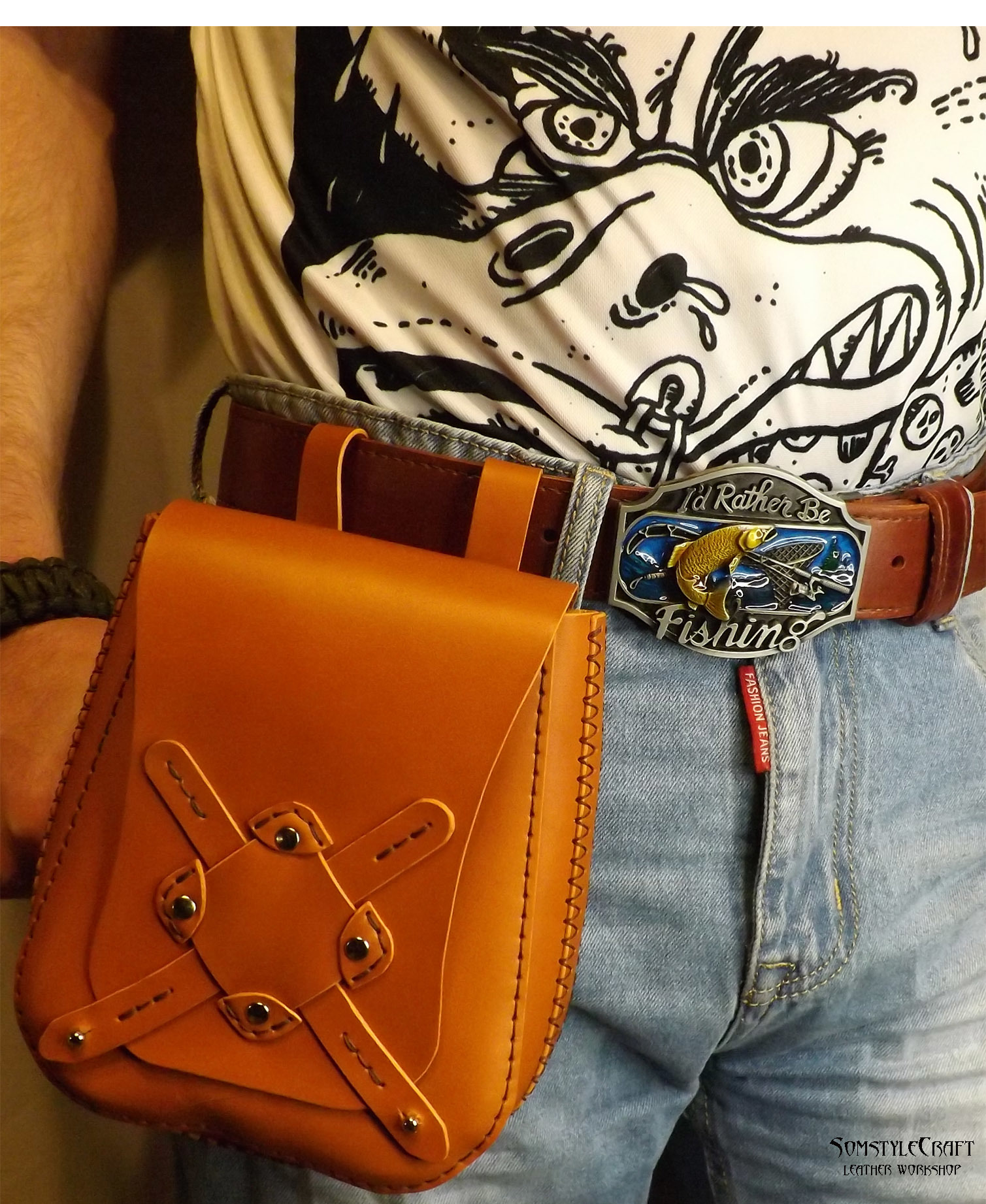 Belt bag pattern from Tony - My, Video, Longpost, Leather products, Needlework with process, Сумка, Leather