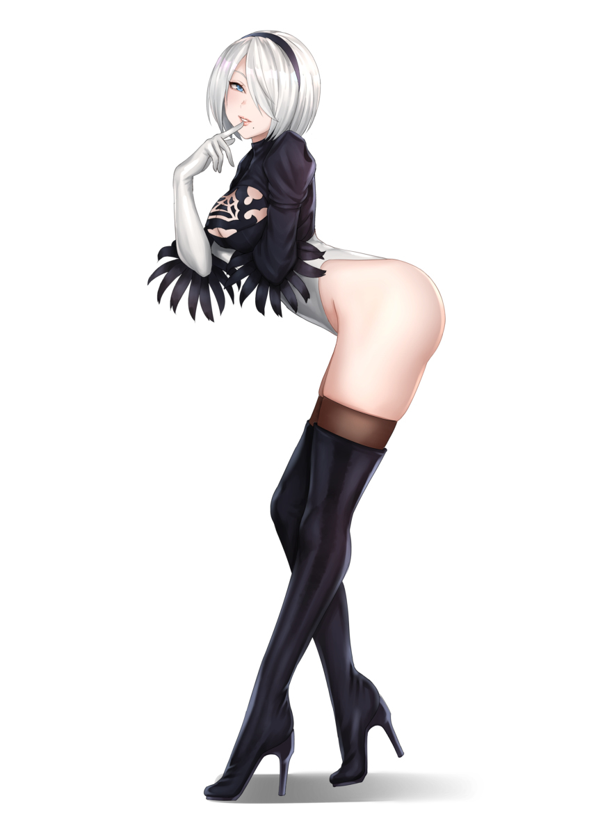 Yorhass 2B - NSFW, Art, Drawing, NIER Automata, Yorha unit No 2 type B, Girls, Erotic, Booty, Kuronerinka, Yorha unit no 9 type S, Longpost