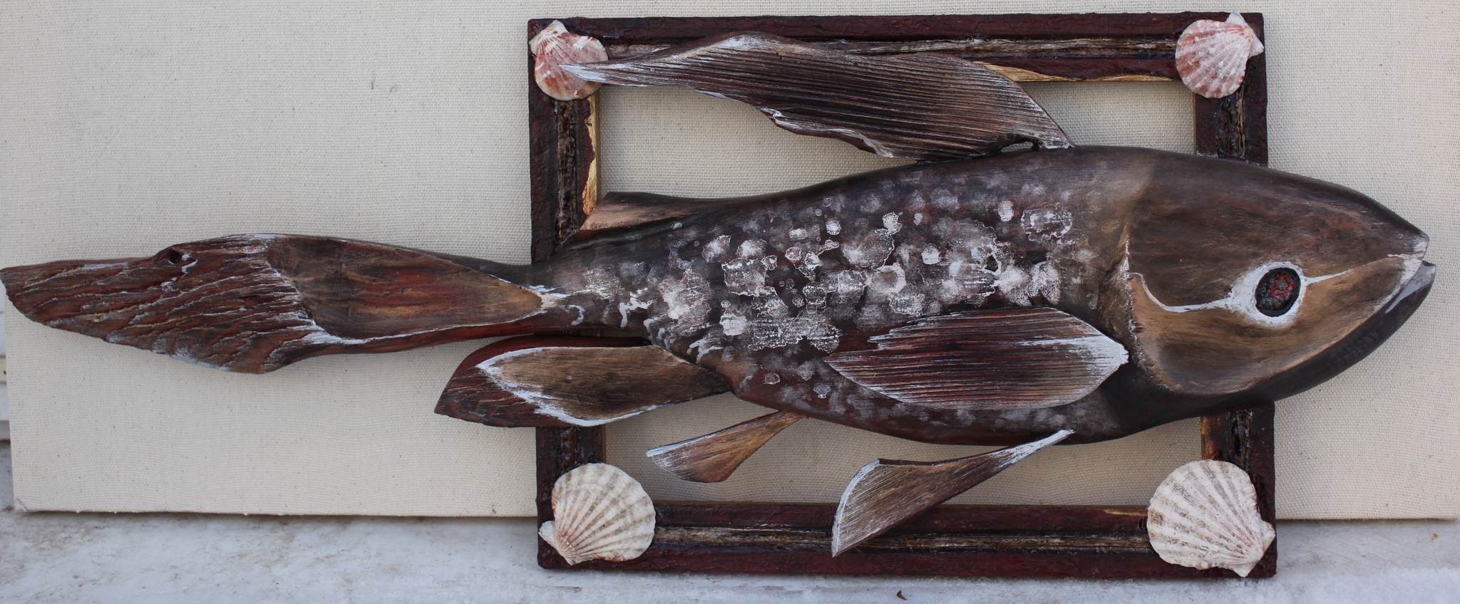 FISH - My, A fish, Gold fish, Wood carving, Thread, Handmade, Crafts, Needlework without process