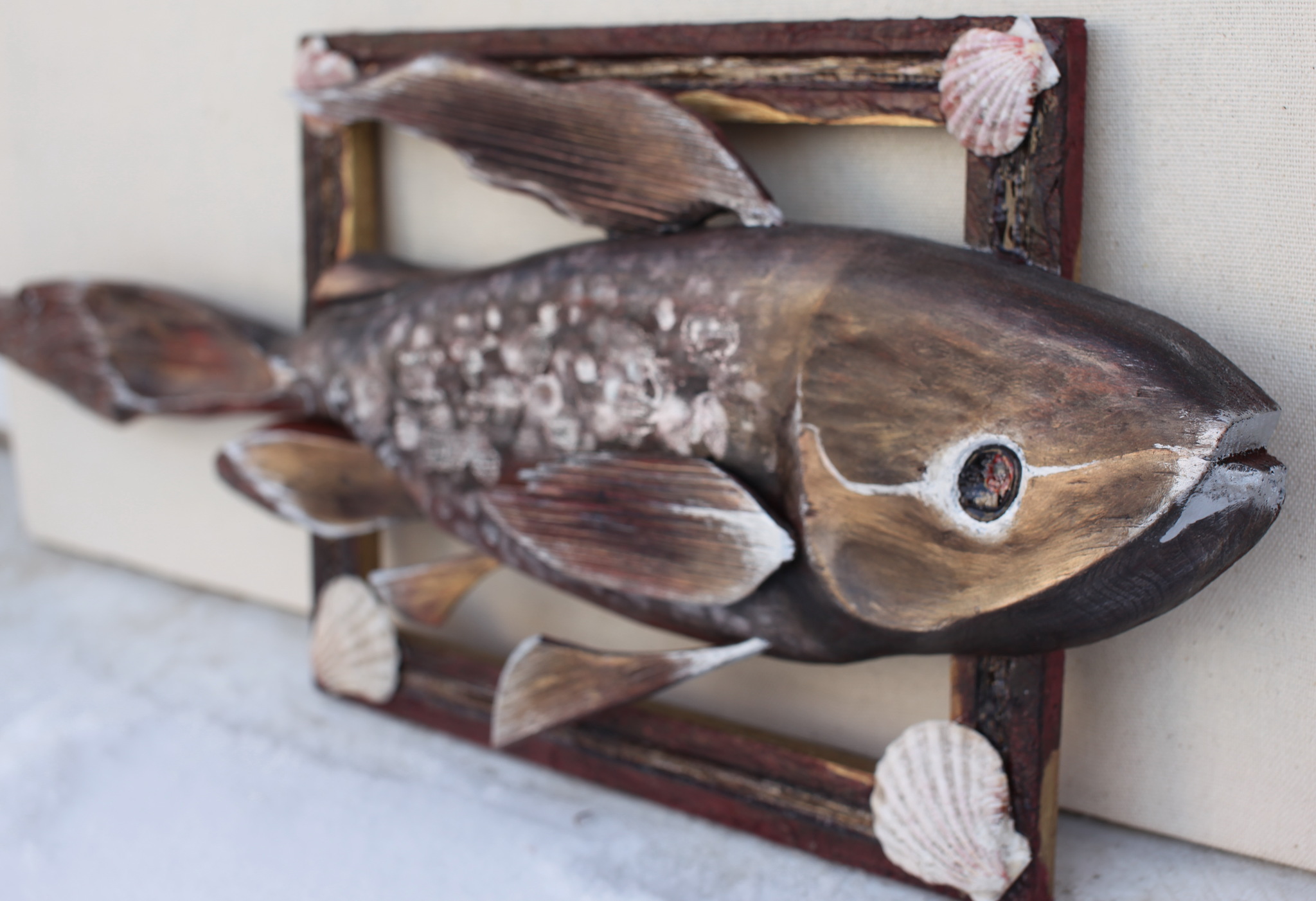 FISH - My, A fish, Gold fish, Wood carving, Thread, Handmade, Crafts, Needlework without process