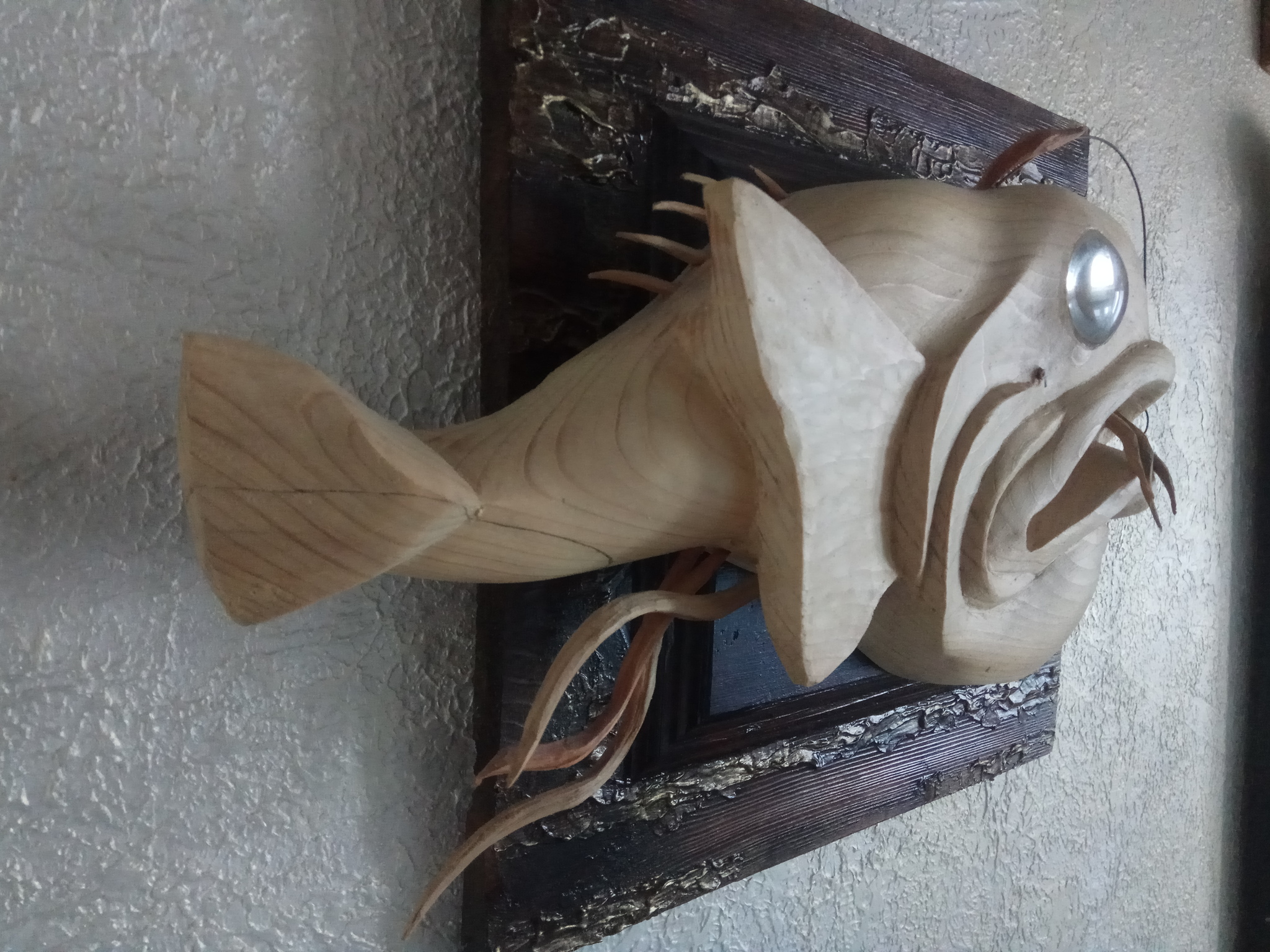 MIRACLE FISH or DEVIL FISH - My, A fish, Wood carving, Thread, Individual design, Crap, Handmade, Woodworking, Longpost, Needlework without process