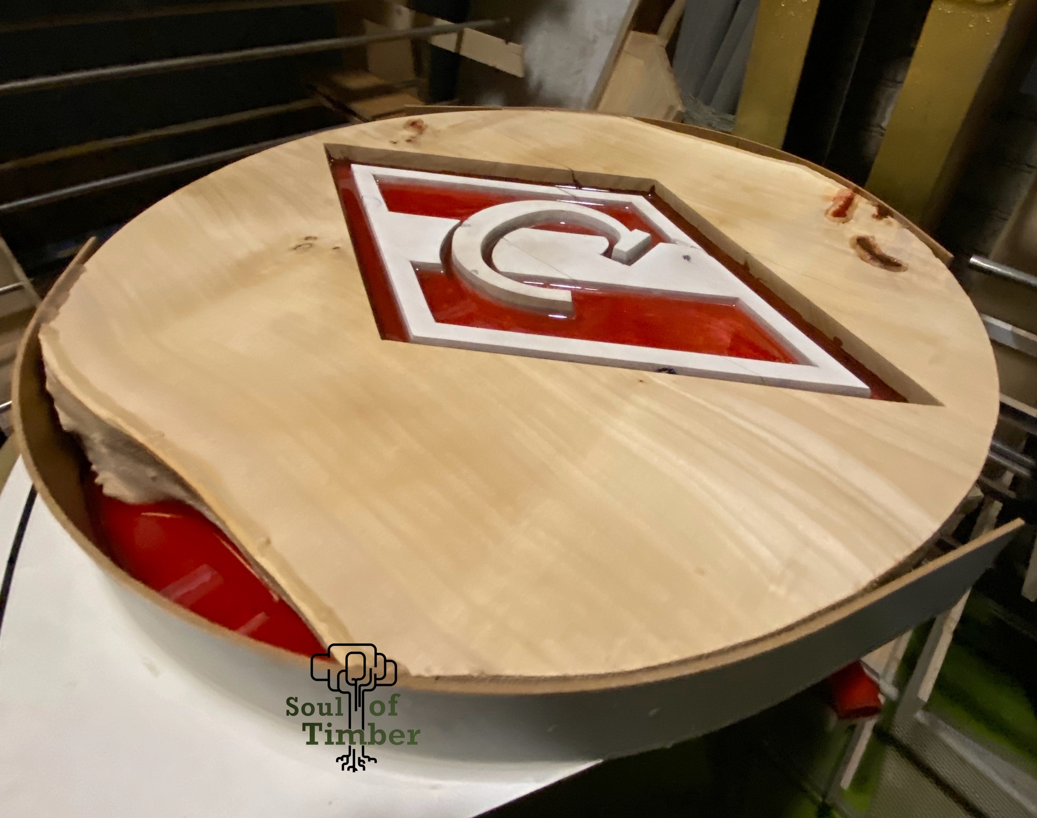 A real souvenir for a true fan - My, Spartak Moscow, Carpenter, Epoxy resin, Fan art, Creation, Solid wood furniture, Furniture, Table, Painting, Art, Video, Longpost, Needlework with process