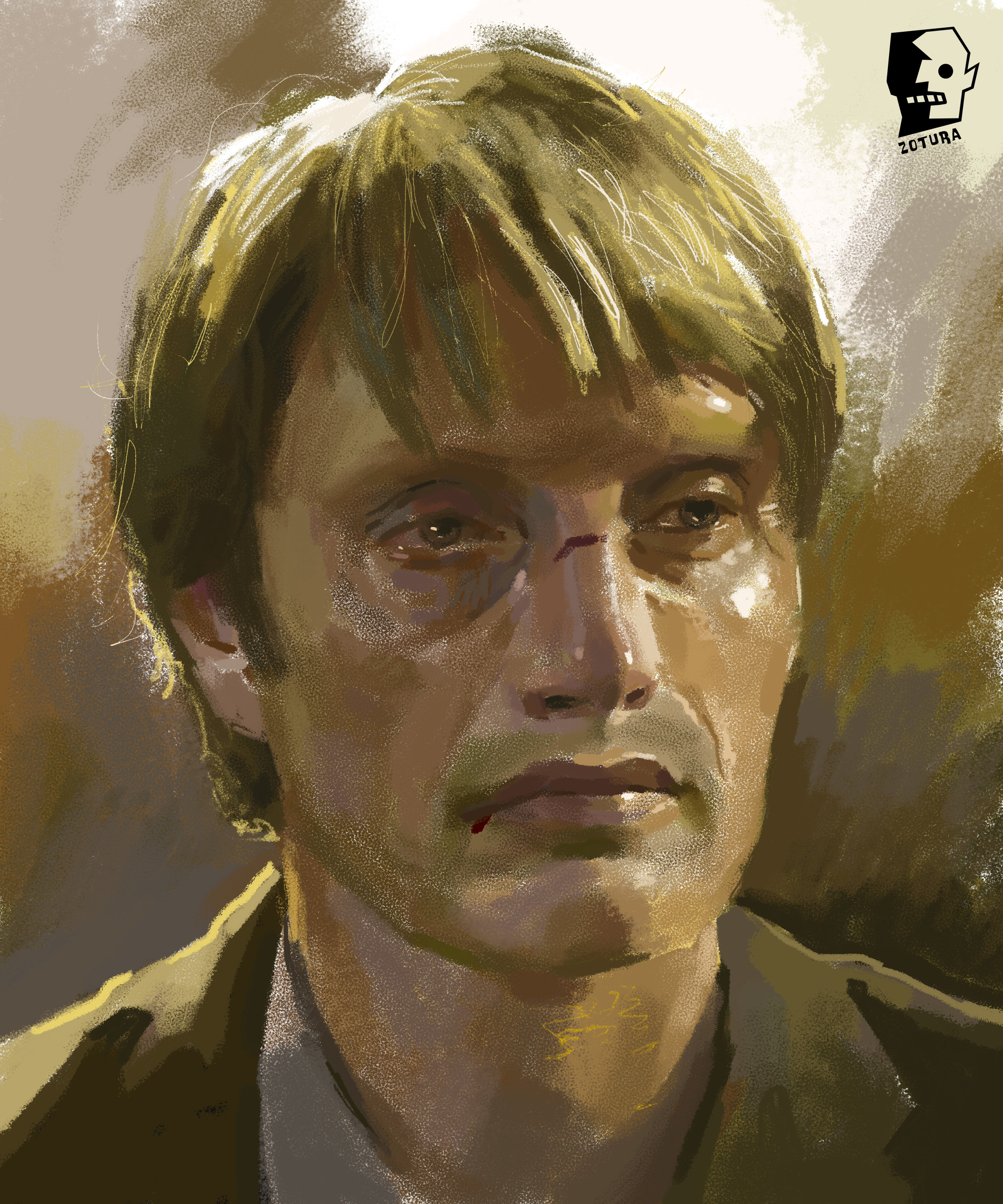 Mads Mikkelsen - My, Mads Mikkelsen, Digital drawing, Portrait, Actors and actresses, Celebrities