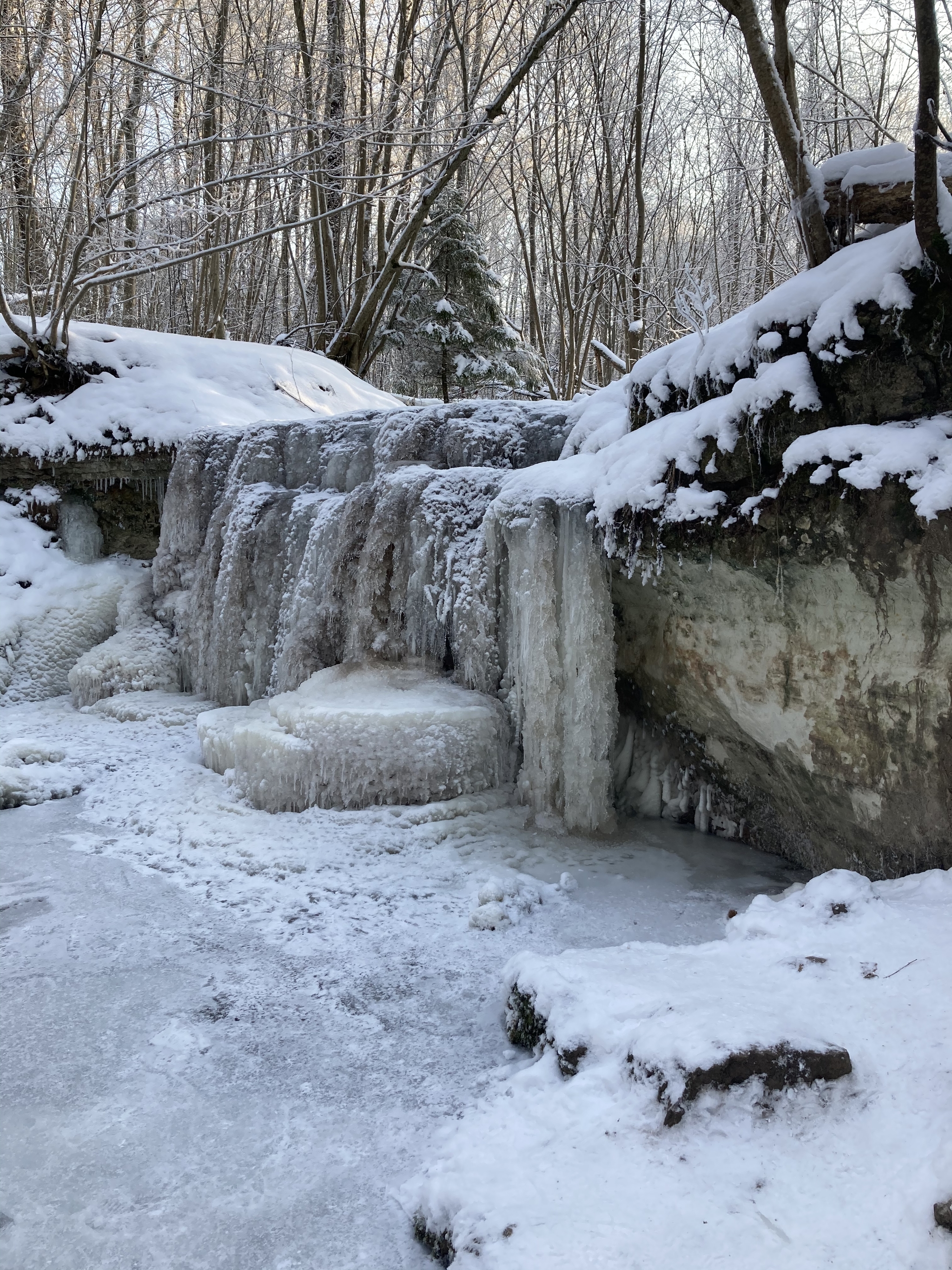 Waterfall - My, Nature, Forest, Waterfall, freezing, Icicles, Longpost