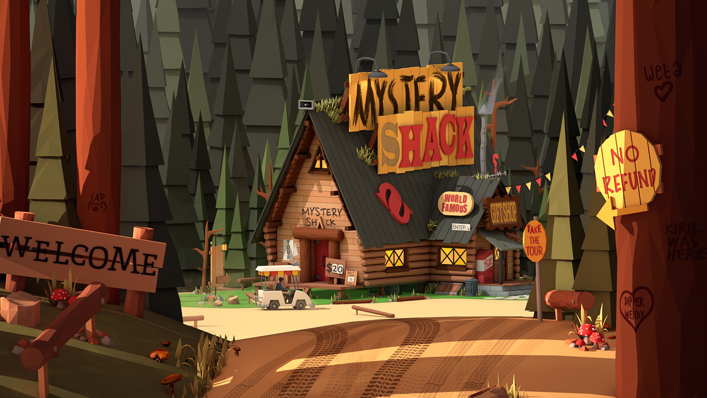 Mystery Shack, from pixel art to 3D - Mystery shack, Gravity falls, Art, Longpost, A selection