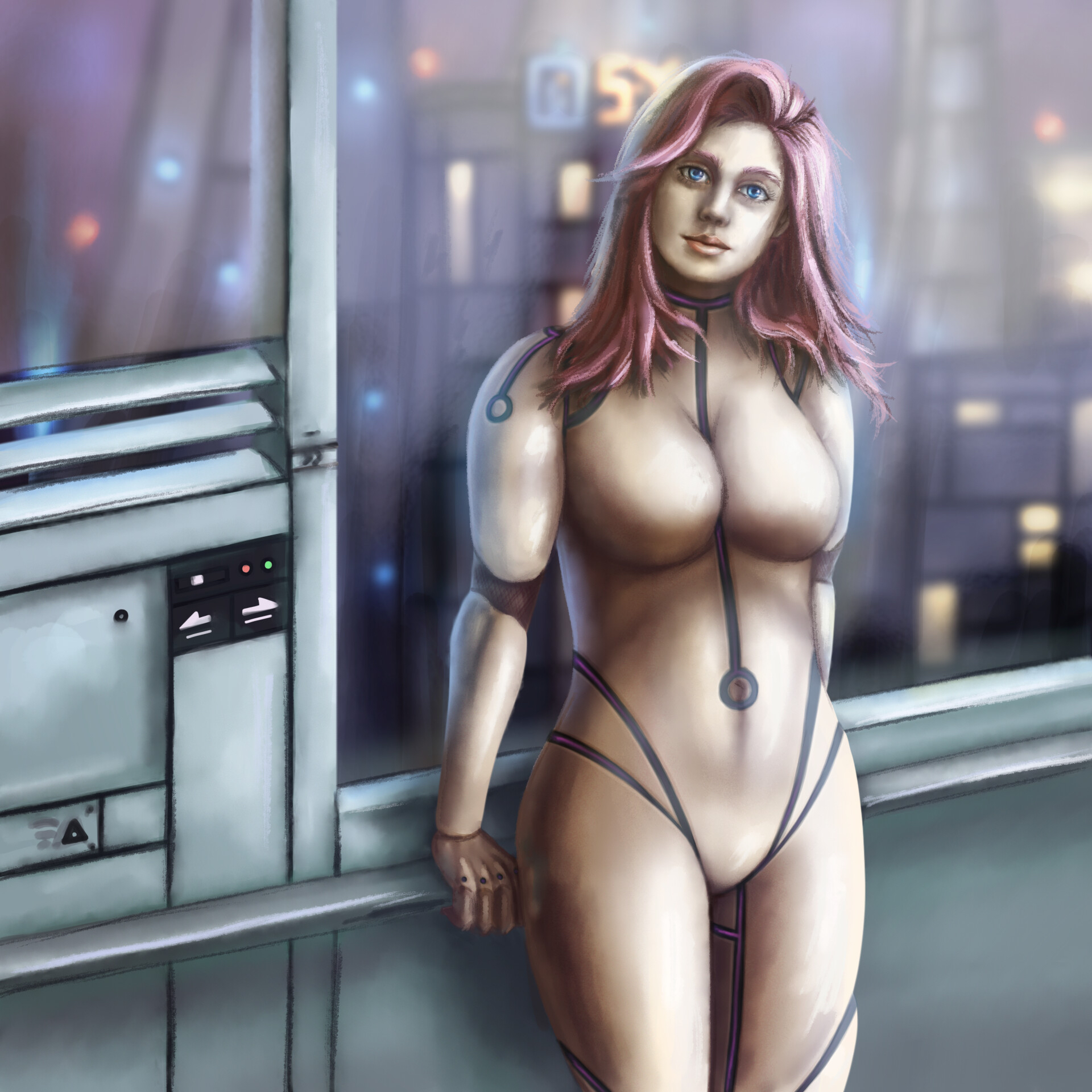 Pack of androids - NSFW, My, Digital drawing, Girls, Photoshop, Longpost, Robot