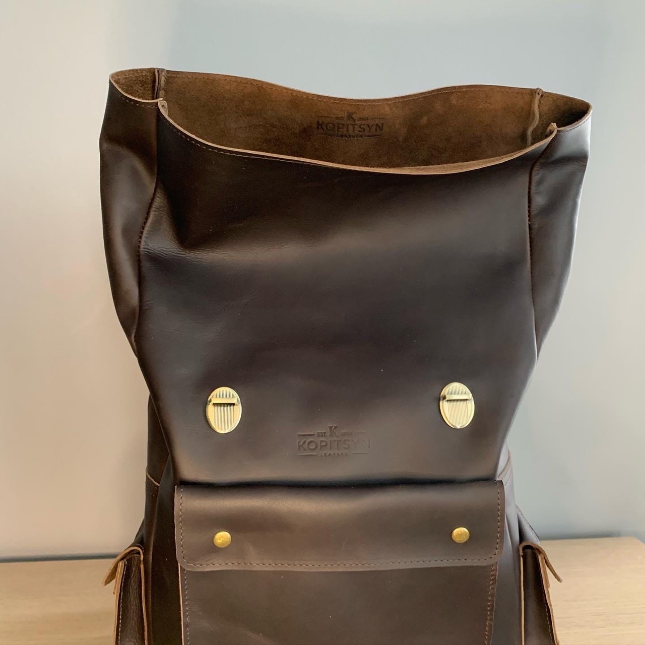 Crazy horse leather backpack - My, Backpack, With your own hands, Kopitsyn leather, Crazy Horse, Longpost, Needlework without process