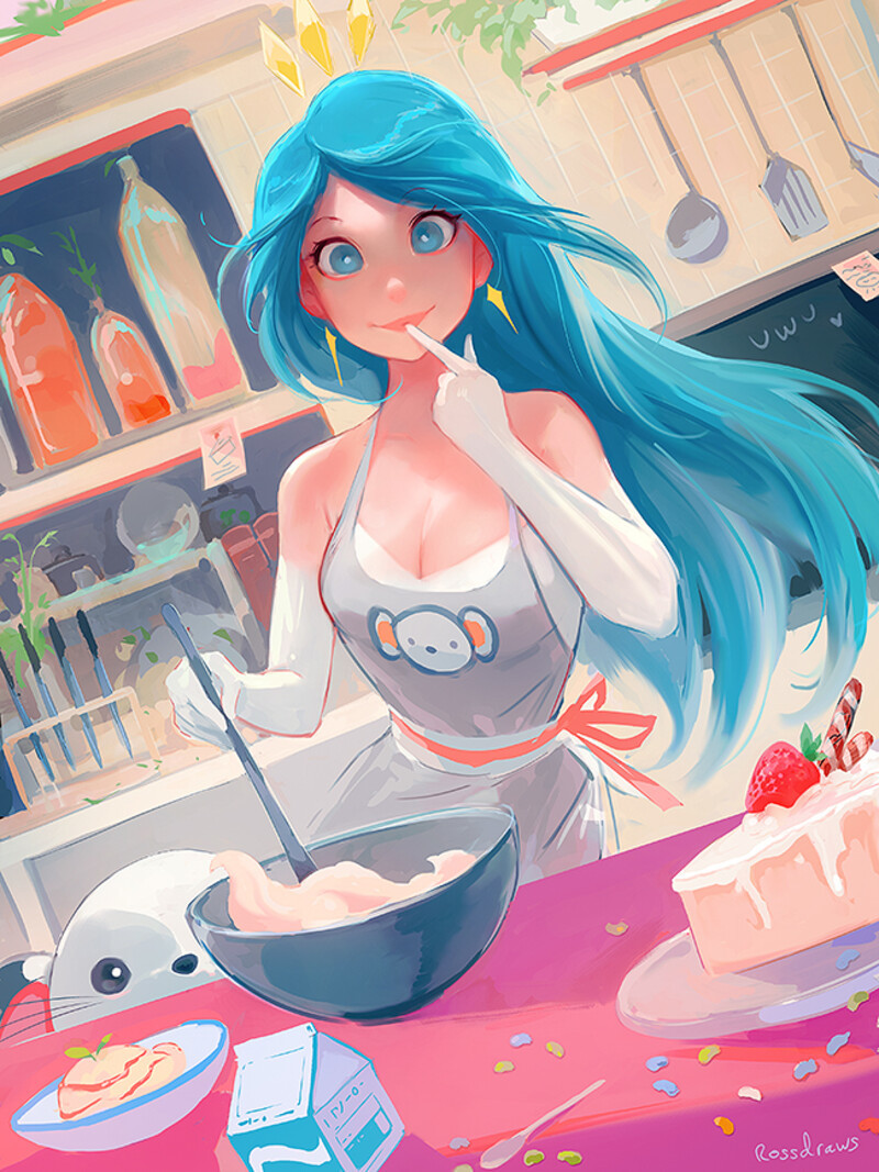 Cake - Anime art, Art, Anime, Original character, Rossdraws