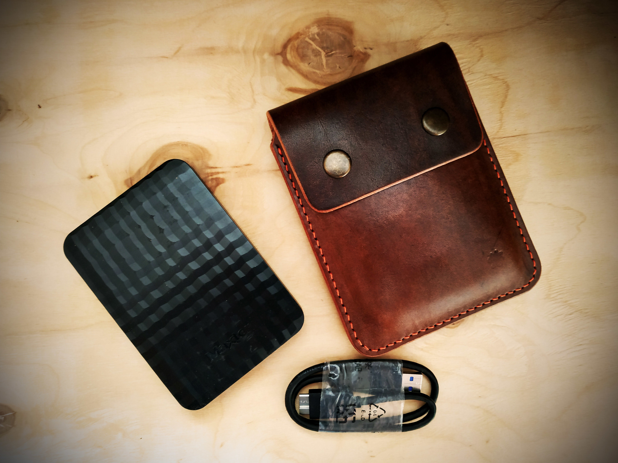 Genuine leather case for HDD - My, With your own hands, Handmade, Leather, Needlework without process, Longpost, Leather products, Leather craft, Leather case