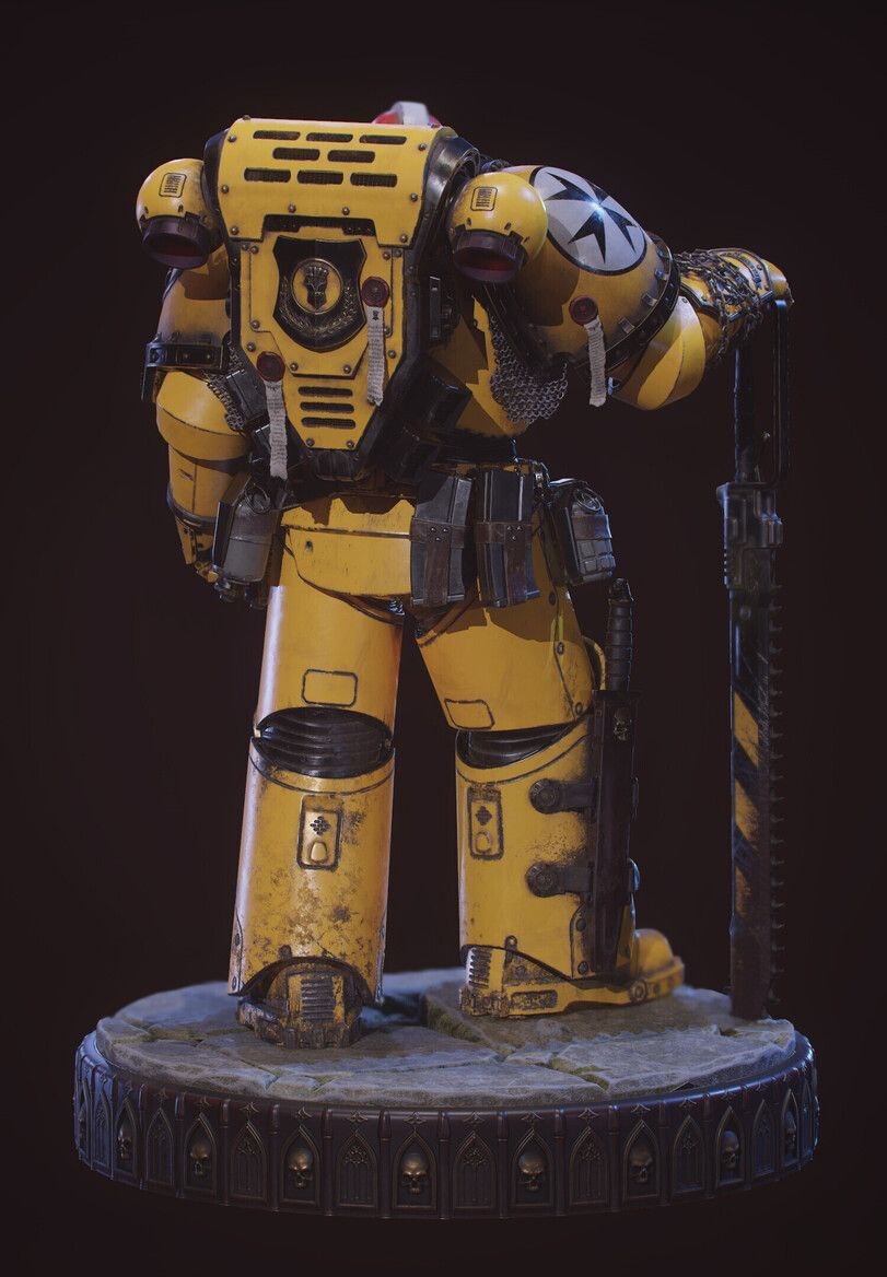 Imperial Fist sergeant - Warhammer 40k, Wh Art, 3D, Imperial Fists, Космодесант, Длиннопост