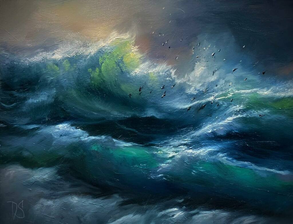 Works by Dmitry Sirenko - Art, Oil painting, Sea, Storm, Wave, Water, Longpost