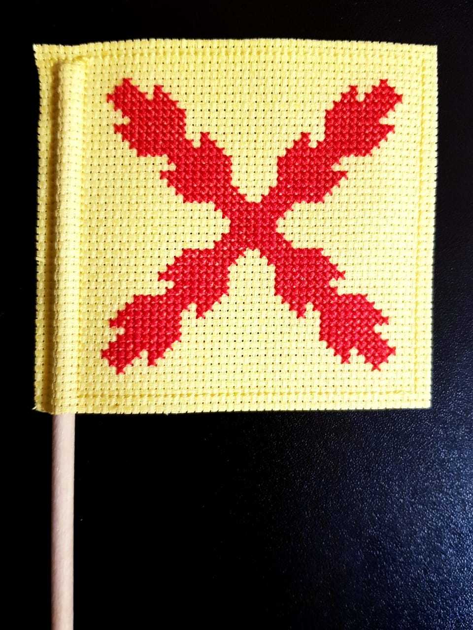 Banners of the Spanish tercio with a cross - My, Needlework, Needlework without process, Cross-stitch, Heraldry, Flag, Tertia, Longpost