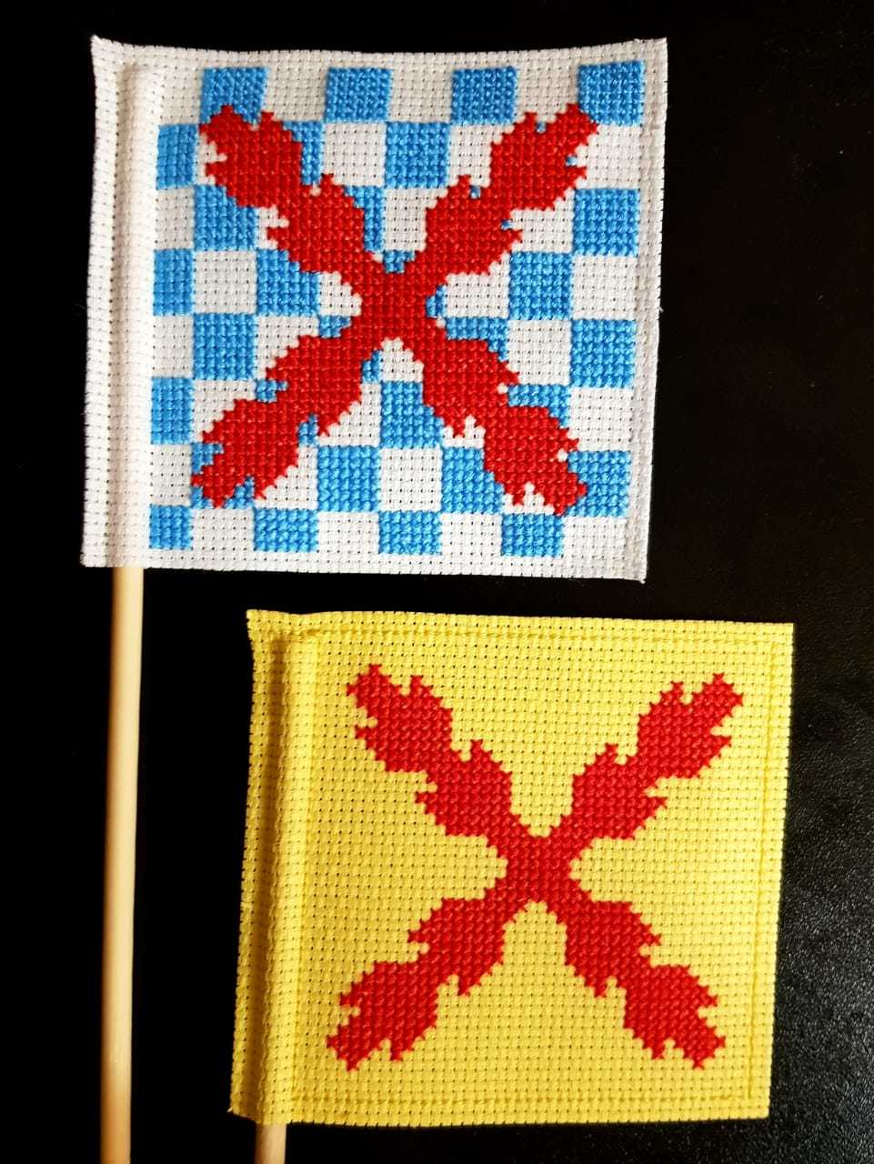 Banners of the Spanish tercio with a cross - My, Needlework, Needlework without process, Cross-stitch, Heraldry, Flag, Tertia, Longpost