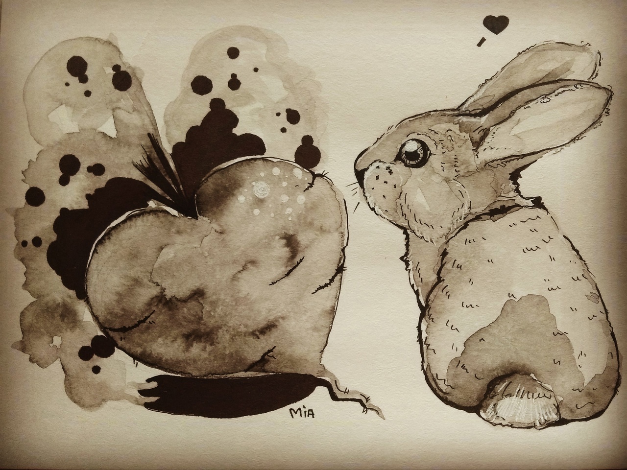 Romantic... - My, Mascara, Art, Rabbit, Love, Sketch