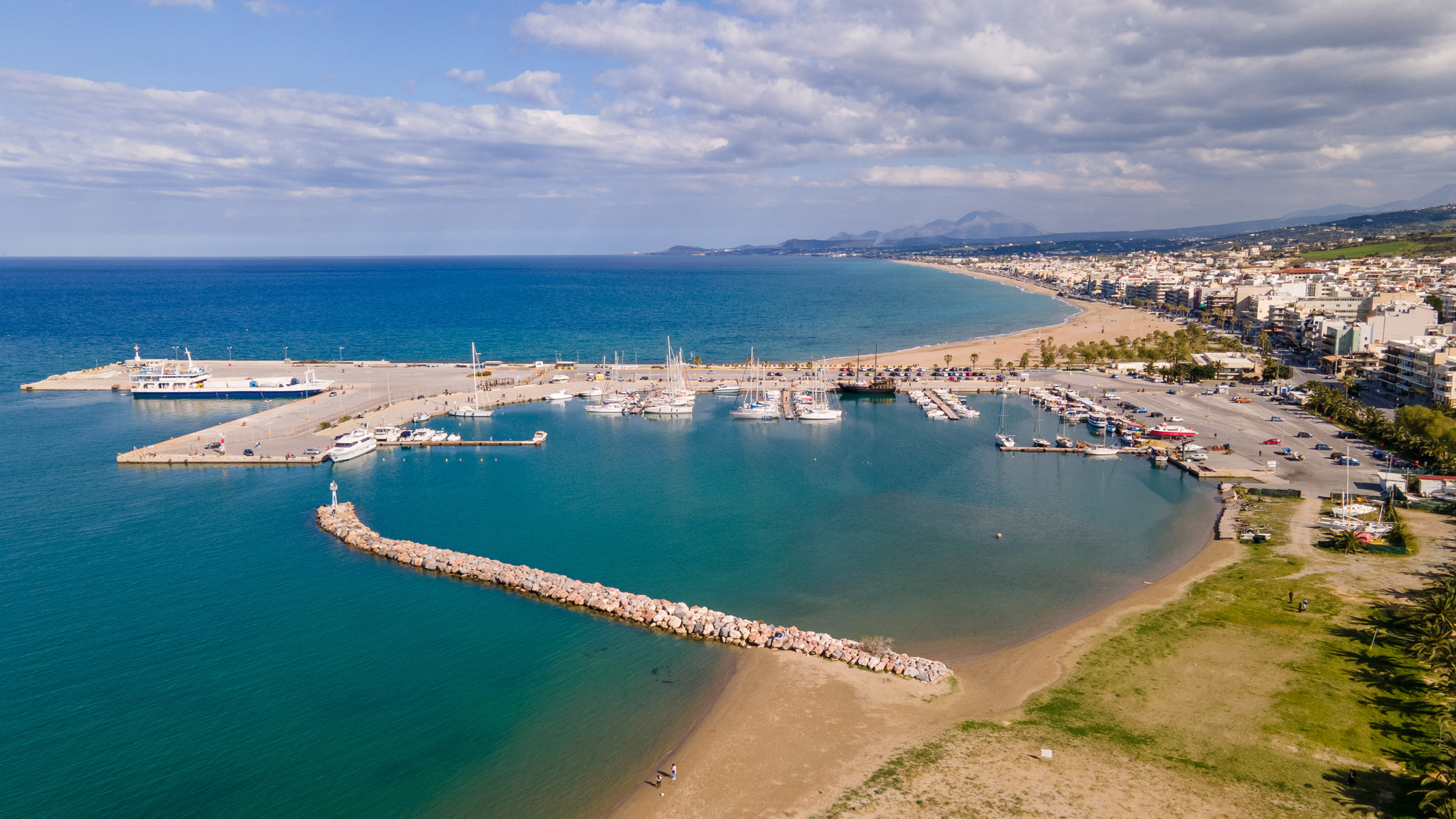 February Crete from a drone - My, Crete, Rethymnon, Greece, Drone, Dji, DJI Mavic, Mavic Air, DJI Mavic Air, Video, The photo, Island, Beach, The pier, Ship, Port, Marina, Flights at low altitude, Flight, Longpost