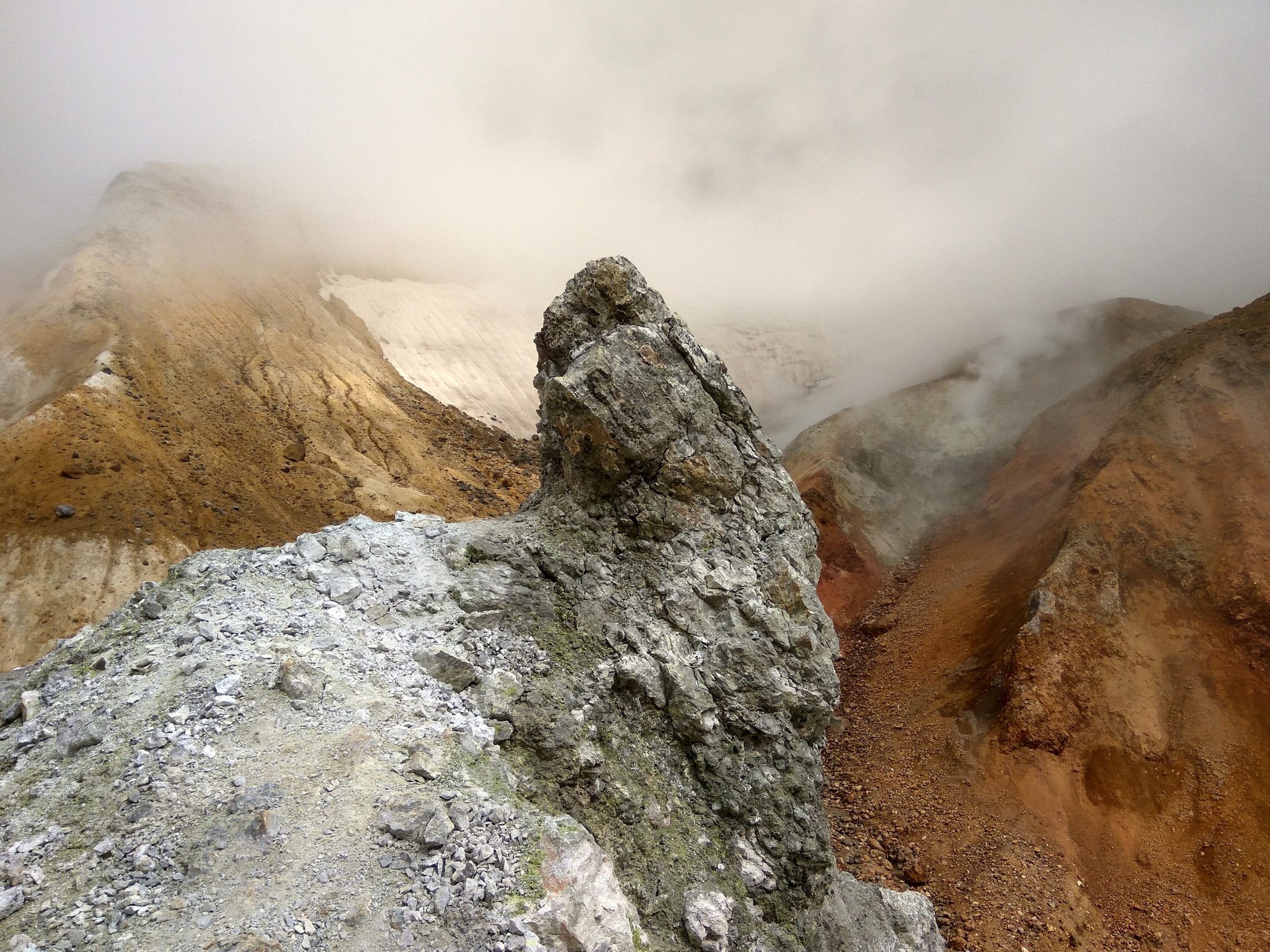 Kamchatka 2018. Day 5. Part 2. Mars, Fumaroles and Bears - My, Travels, Kamchatka, The mountains, Volcano, Burned out, Hike, Tracking, The Bears, Adventures, Mat, Longpost, Mutnovsky Volcano, Dangerous, Canyon