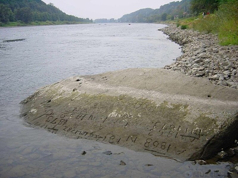 Stones of Hunger - Inscription, Reminder, Warning, Hunger, Germany, Elbe, Longpost