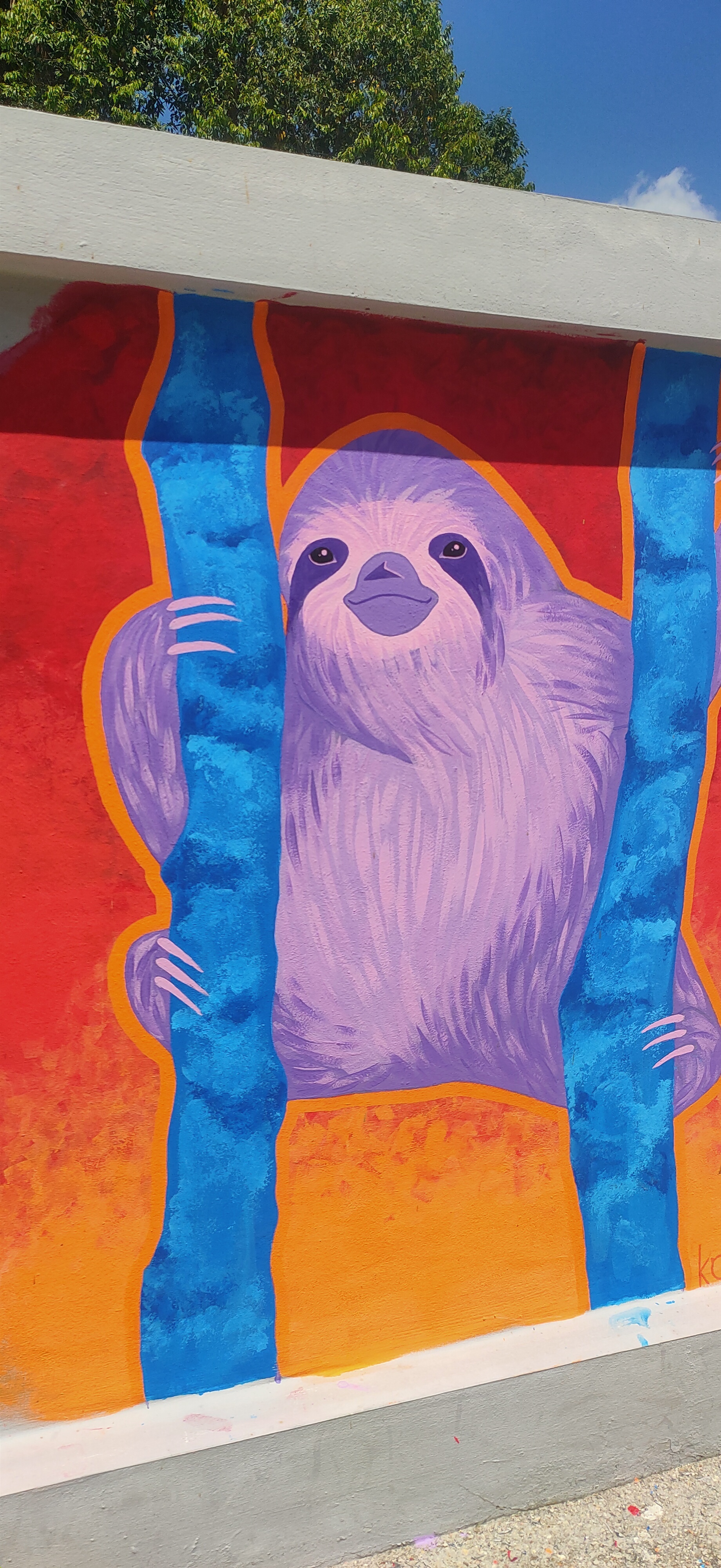 Sloth, acrylic - My, Creation, Acrylic, Sloth, Needlework with process, Longpost, Wall painting, Drawing on the wall