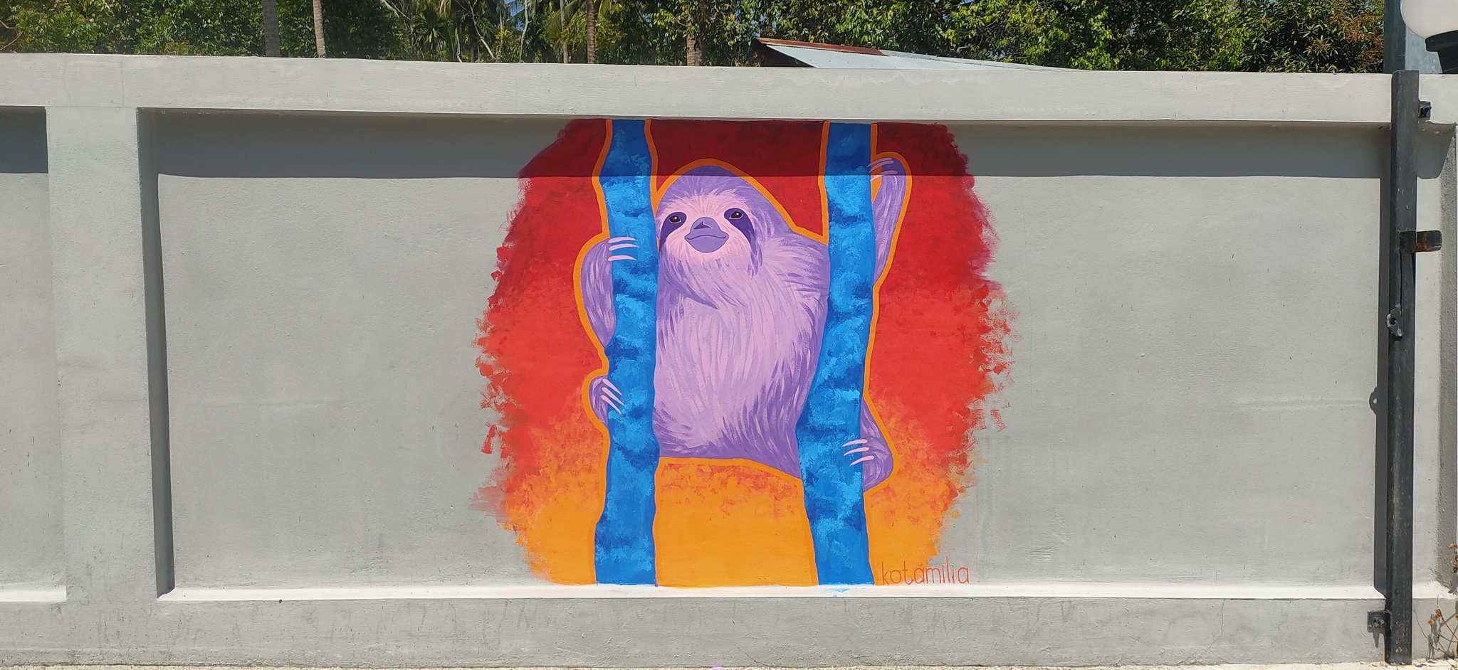 Sloth, acrylic - My, Creation, Acrylic, Sloth, Needlework with process, Longpost, Wall painting, Drawing on the wall