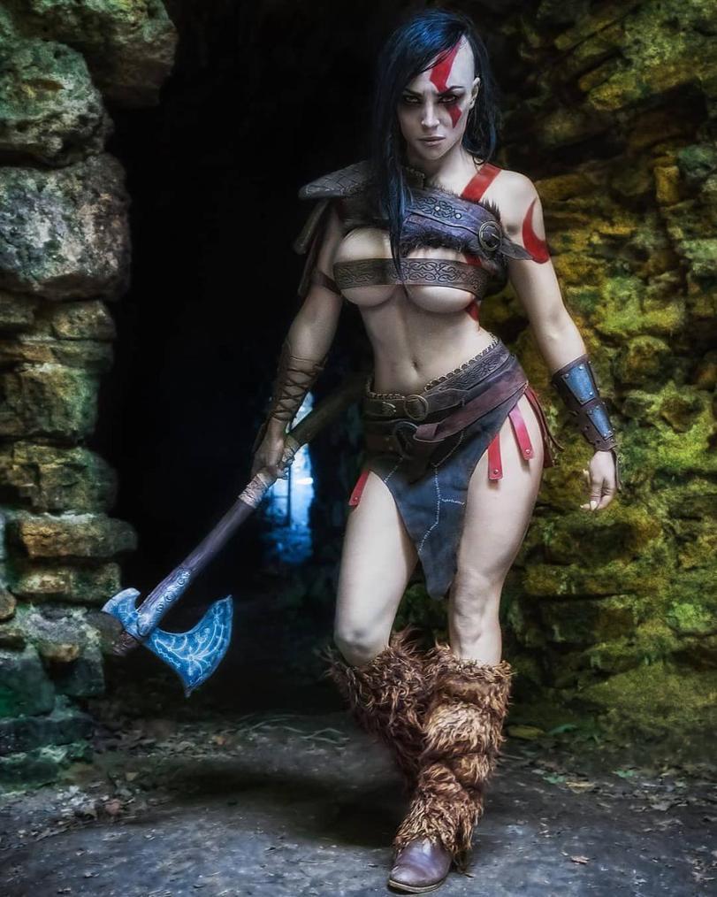 Kratos - NSFW, Kratos, God of war, Octokuro, Cosplay, Boobs, Longpost, Rule 63, Piercing, Erotic, Girls