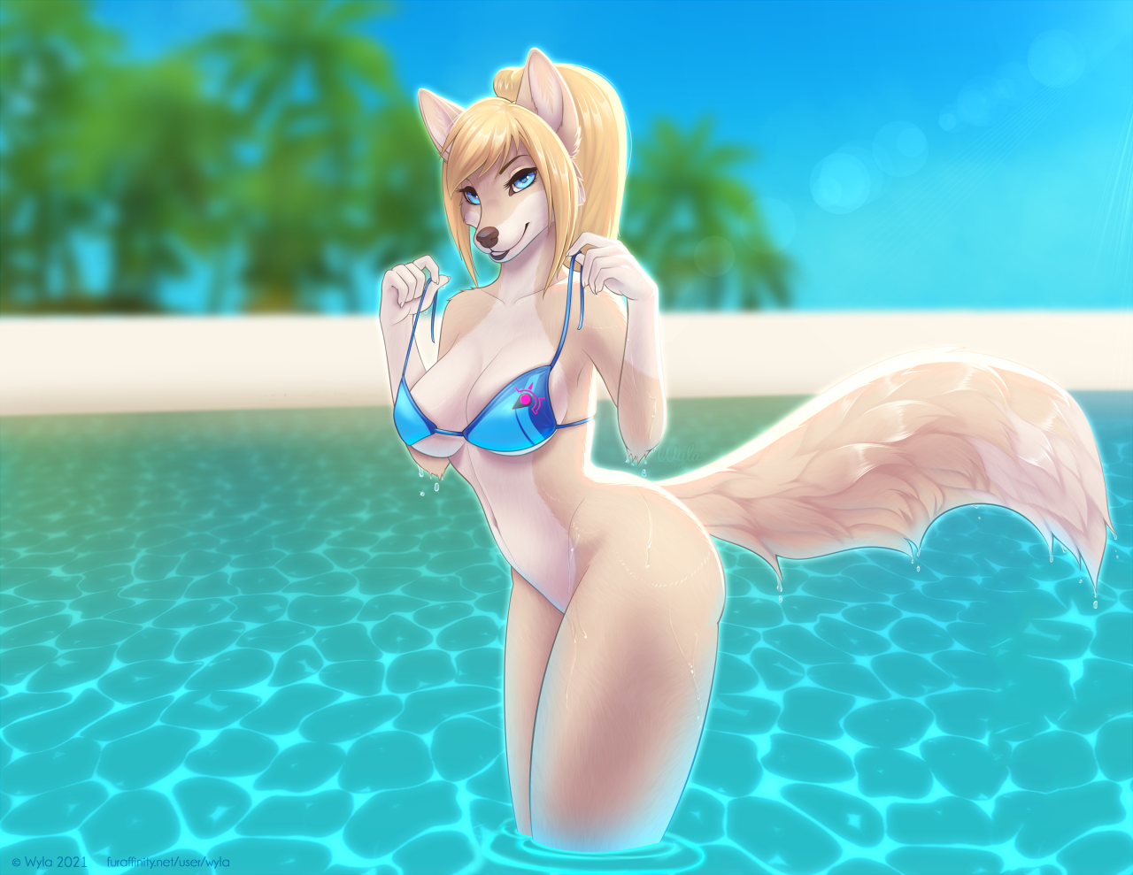 Samus Fox - NSFW, Furry, Art, Furry edge, Water, Swimsuit, Wyla