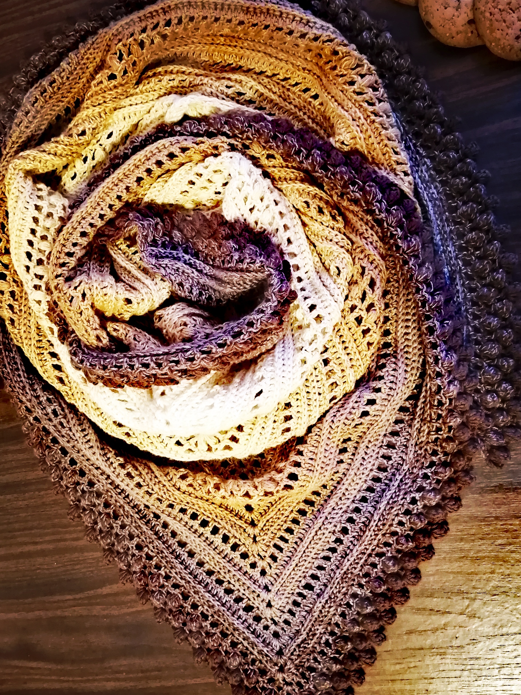 My chocolate is ready) - My, Knitting, Shawl, Crochet, Longpost