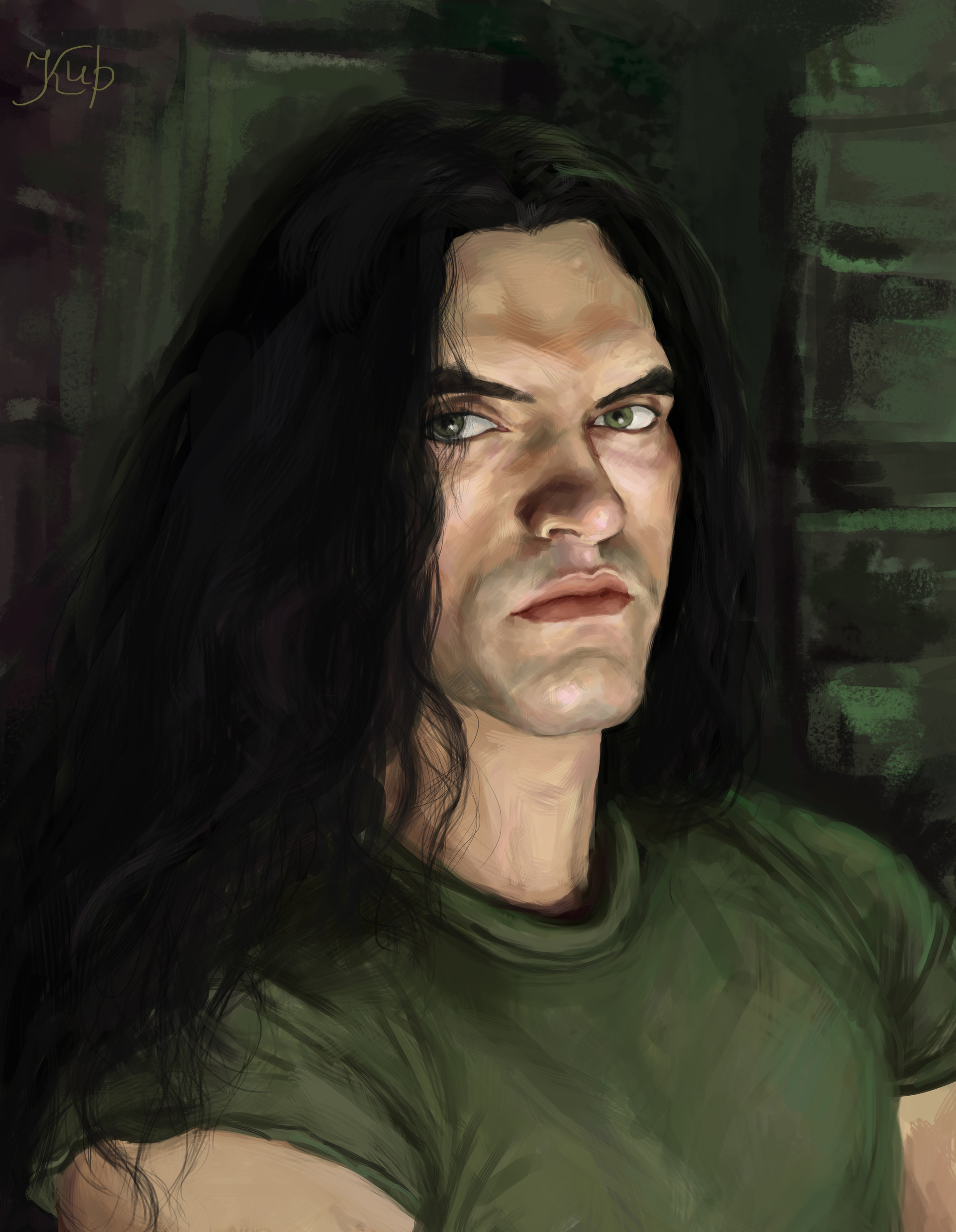 Peter Steele from Type O Negative - My, Digital drawing, Portrait, Portrait by photo, Peter Steele, Type o Negative, Green Light