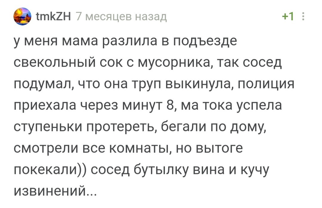 Уникальная для Пикабу история про соседей и полицию - Бдительность, Полиция, Соседи, Комментарии на Пикабу, Скриншот