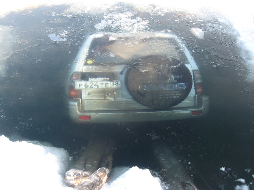 You're driving on thin ice 2 - Baikal, Fell under the ice, Drowned, Auto, Idiocy, Longpost