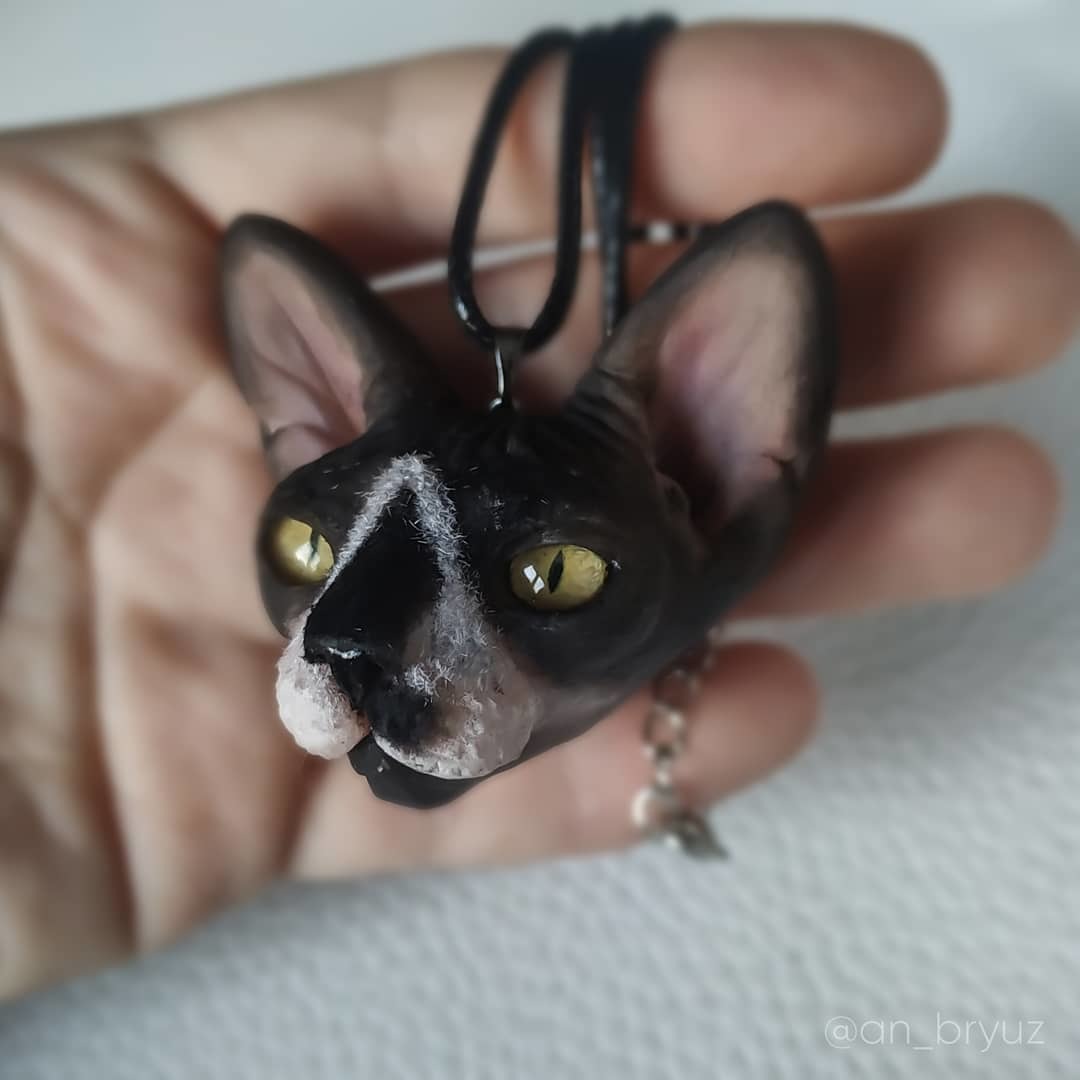 No! - These are not living sphinxes, they are made of polymer clay - My, cat, Sphinx, Animals, Pets, Handmade, Portrait, Art, Drawing, Polymer clay, Longpost, Needlework without process