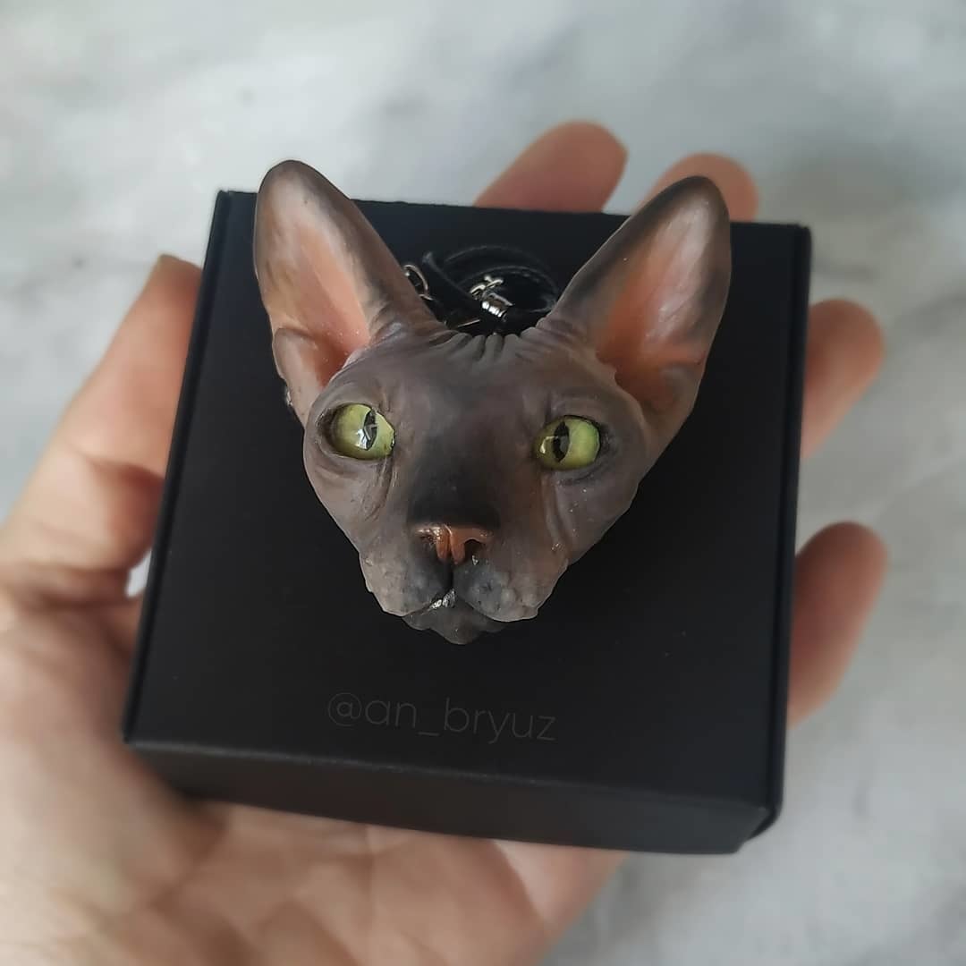 No! - These are not living sphinxes, they are made of polymer clay - My, cat, Sphinx, Animals, Pets, Handmade, Portrait, Art, Drawing, Polymer clay, Longpost, Needlework without process