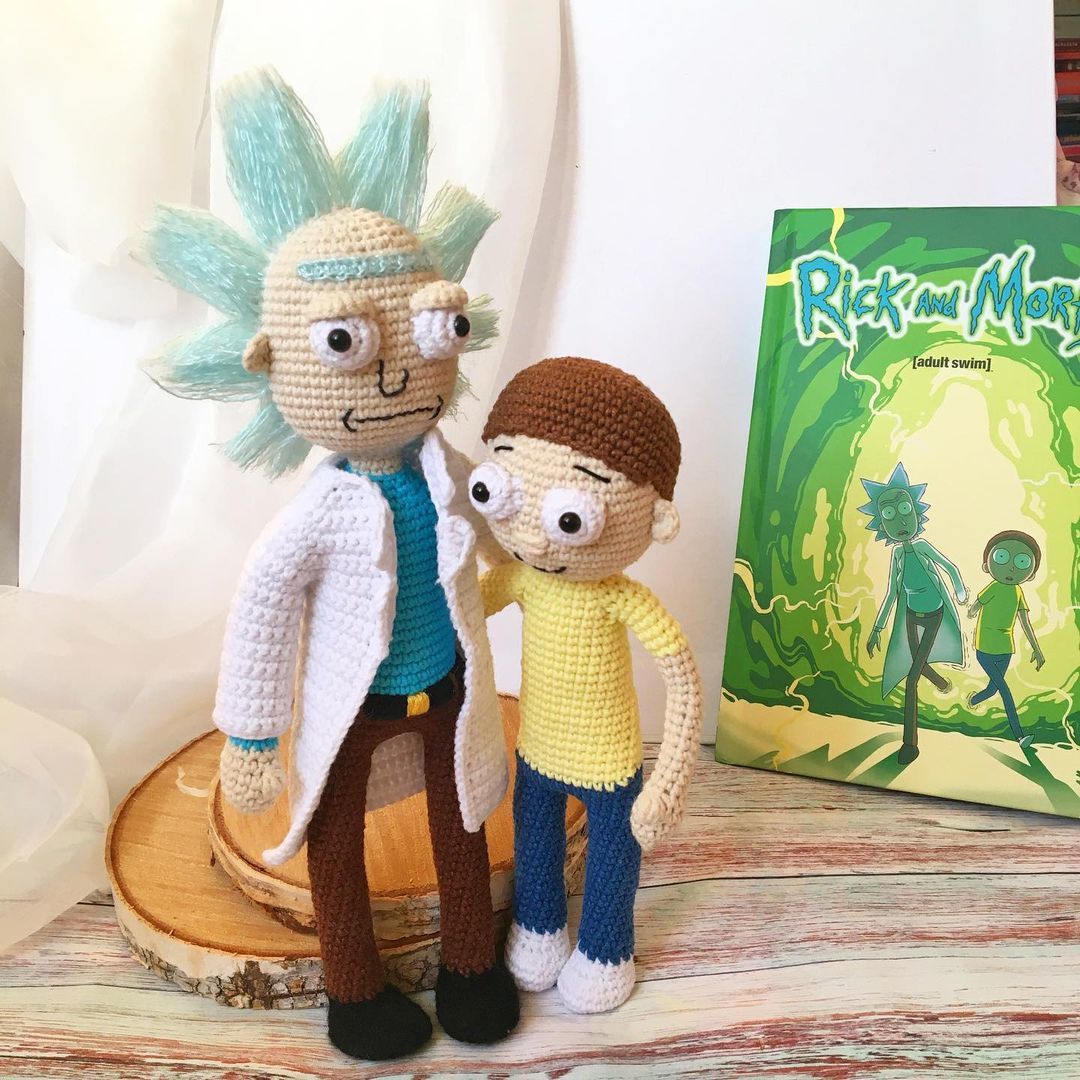 Wife knits 2:) - Needlework without process, Knitted toys, Scarf, Rick and Morty, Star Wars, Longpost