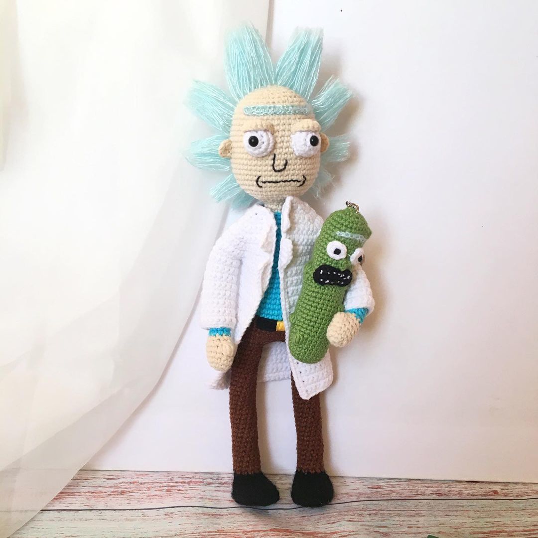 Wife knits 2:) - Needlework without process, Knitted toys, Scarf, Rick and Morty, Star Wars, Longpost