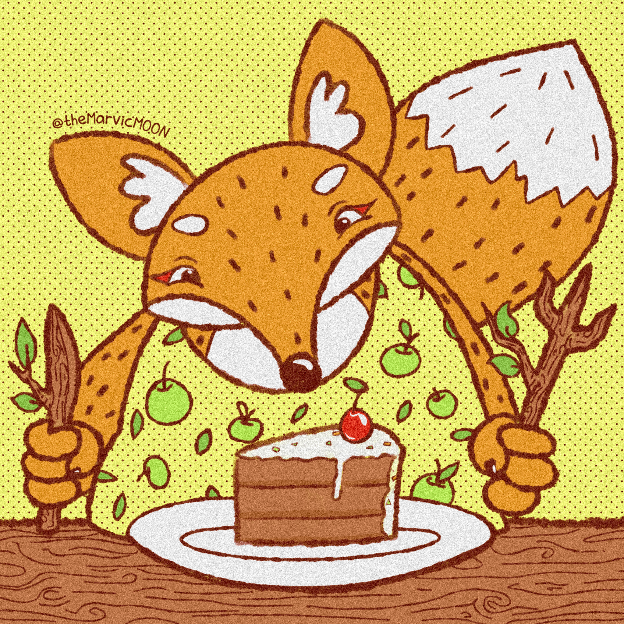 The Cake Is a Lie - My, Art, Digital drawing, SAI, Fox, Drawing