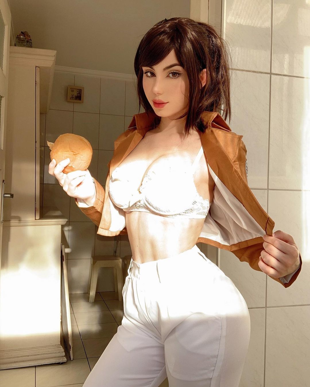 Maria Fernanda (Fe Galvao) - NSFW, Girls, Brazil, Cosplay, Erotic, Anime, Attack on titan, Underwear, Booty, Longpost, Mikasa Ackerman