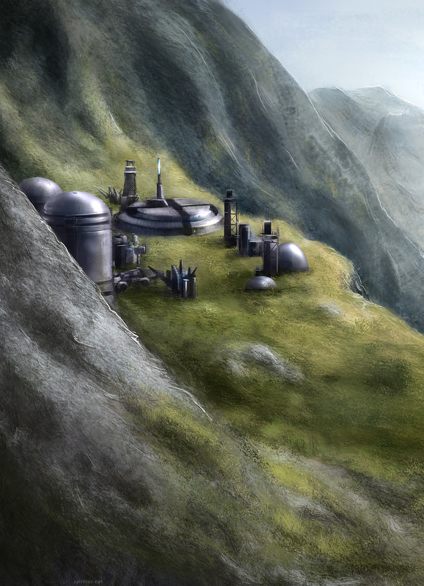 ME: planet base - Mass effect, Landscape, Drawing