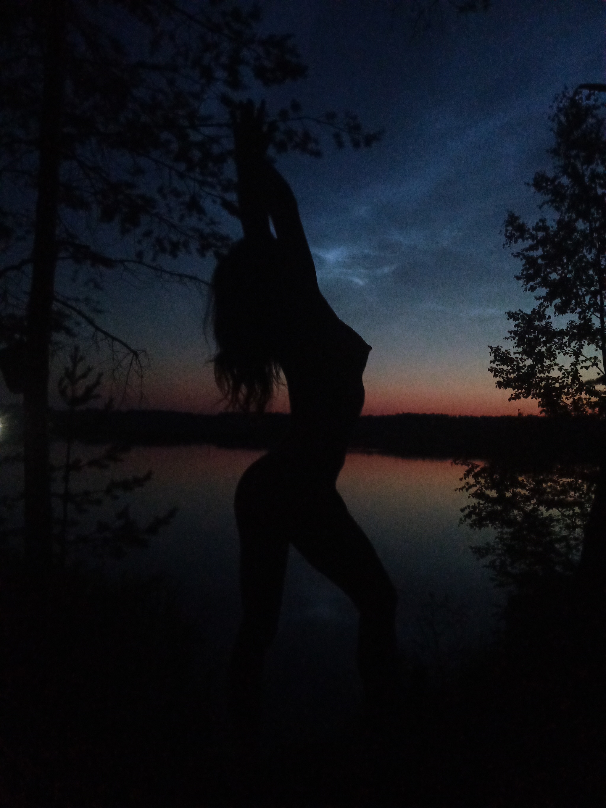 Summer glow at sunrise - NSFW, My, Copyright, Girls, Beautiful girl, Homemade, Nature, Naked, Sunset, Summer, The photo, No filters, Natural beauty, Longpost, Silhouette