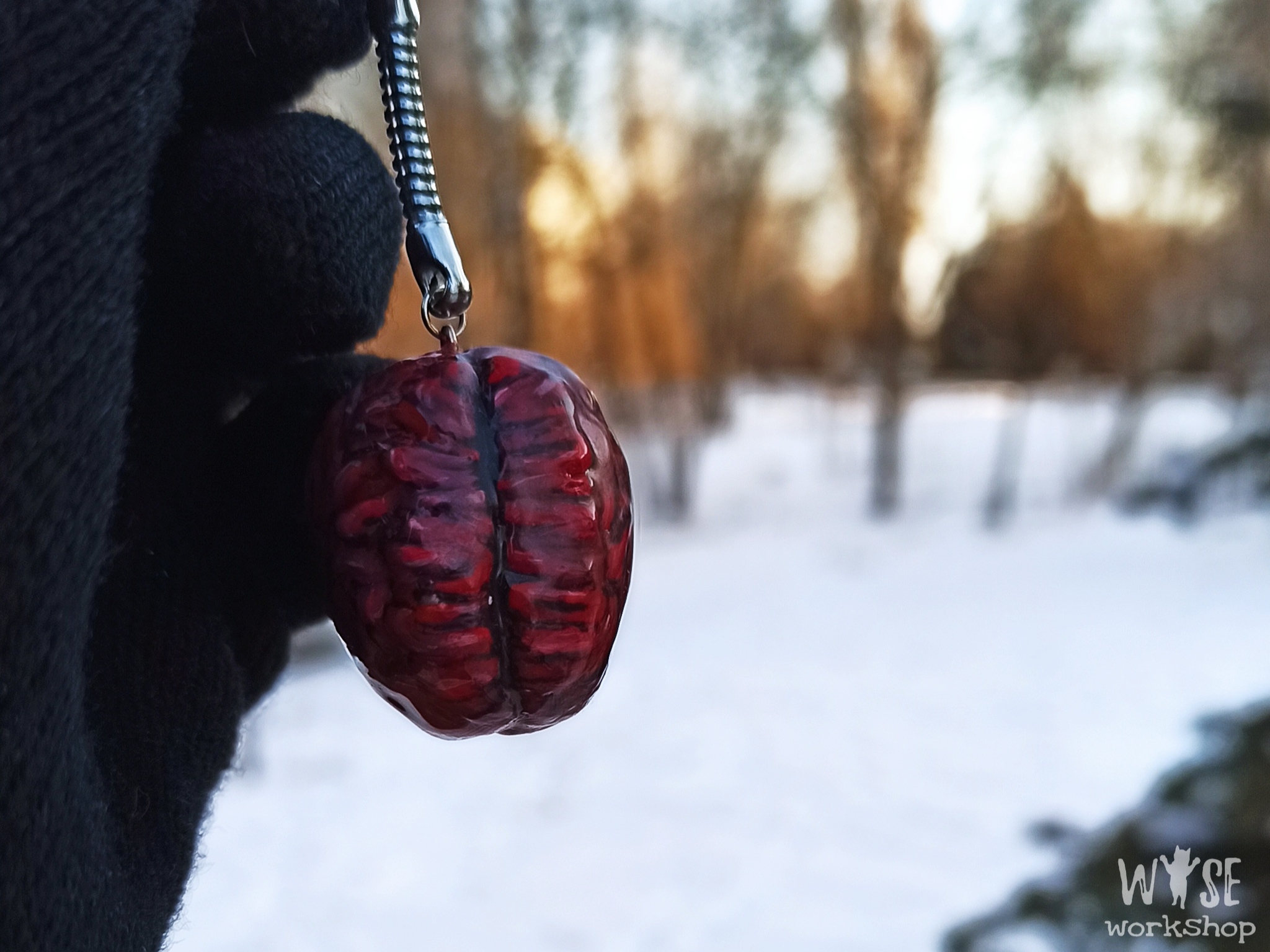 Blood brain polymer clay keychain - My, Brain, Anatomy, Keychain, With your own hands, Handmade, Needlework without process, Polymer clay, Blood, Longpost, Zombie