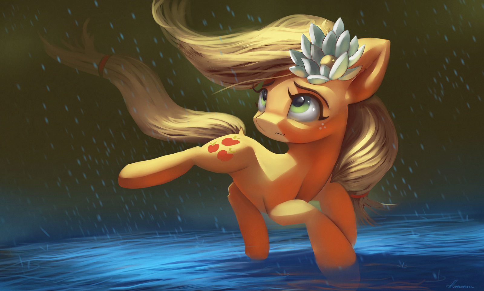 Soggy Apple Ponytail - My little pony, Applejack, PonyArt, Art, Drawing, Auroriia