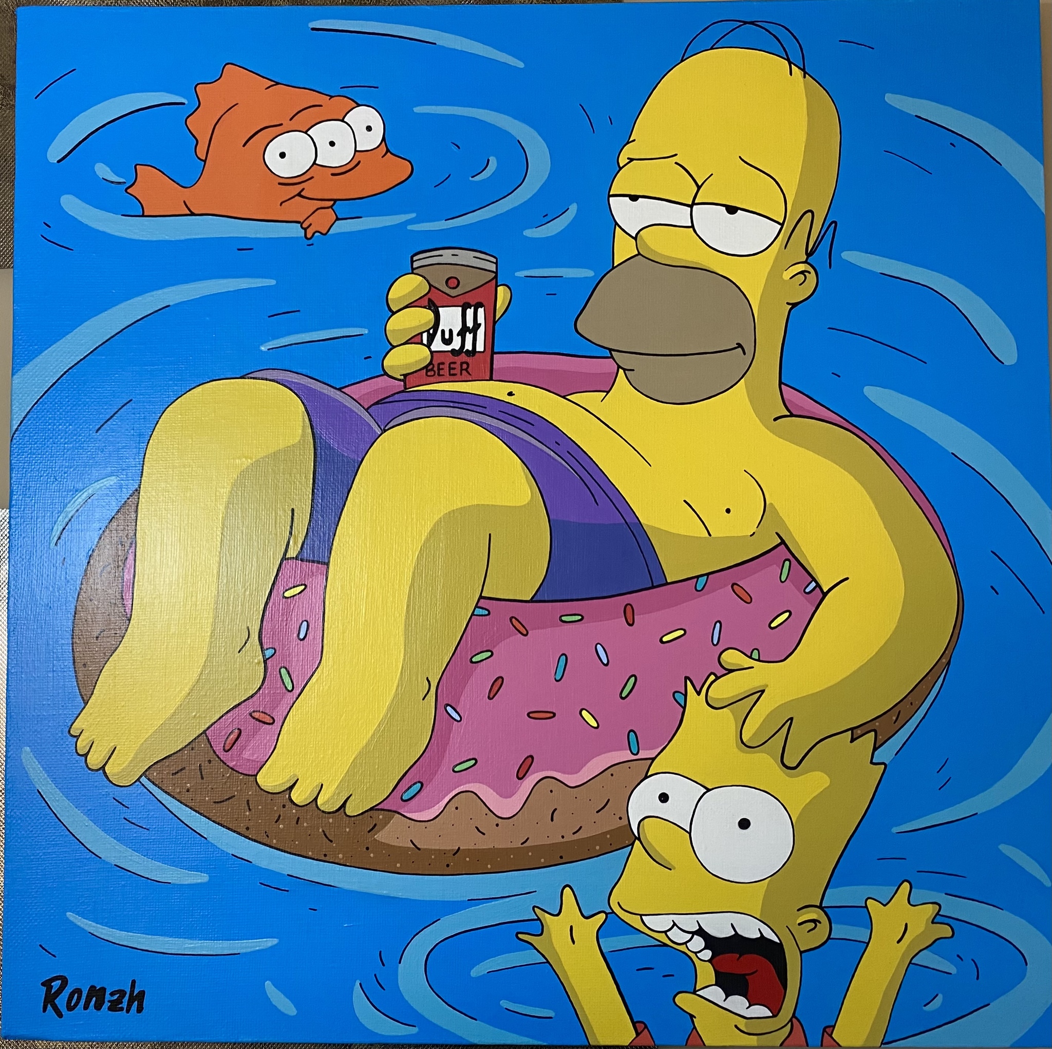 Painting Homer Resting - My, Painting, Art, Canvas, Acrylic, The Simpsons, Artist, Handmade, Pop Art, Longpost