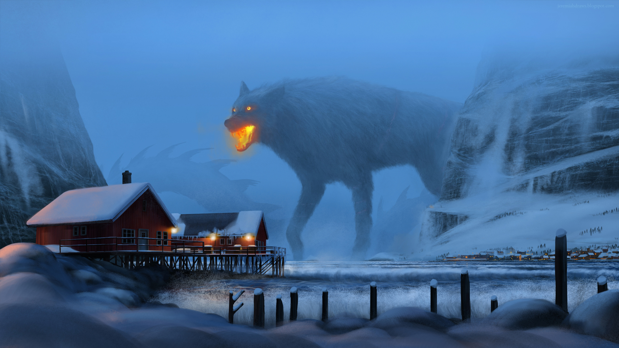 Fenrir and Jormungand - Art, Scandinavia, Викинги, Jormungand, Fenrir, Scandinavian mythology