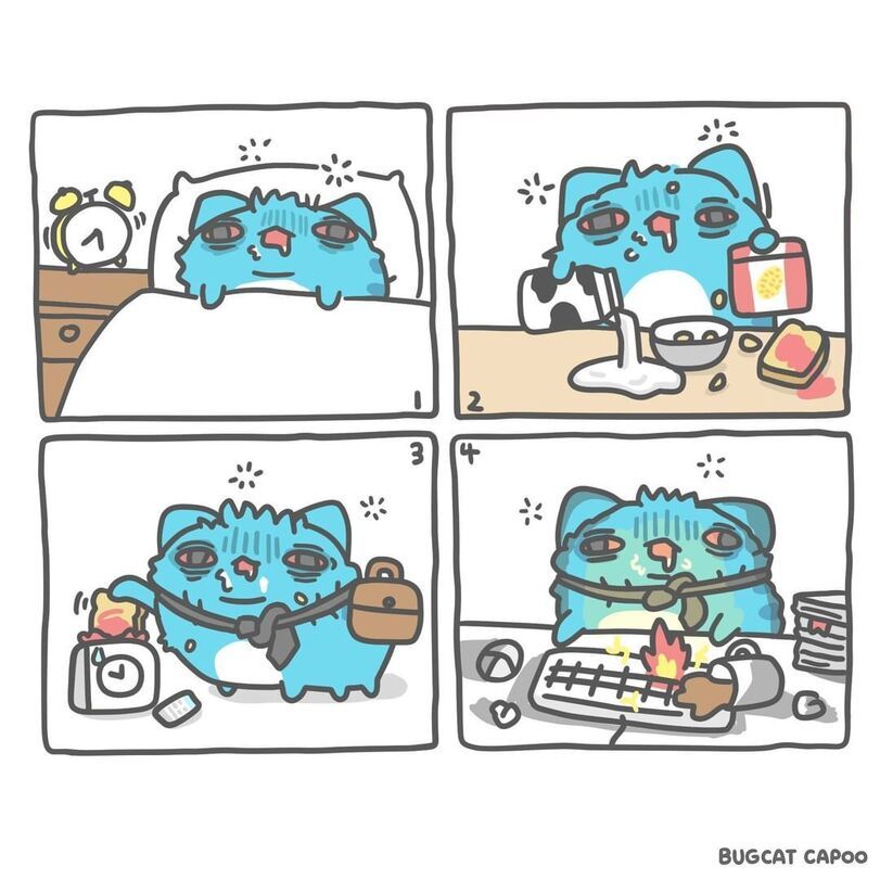 Typical morning - cat, Bugcat-Capoo, Morning, Comics