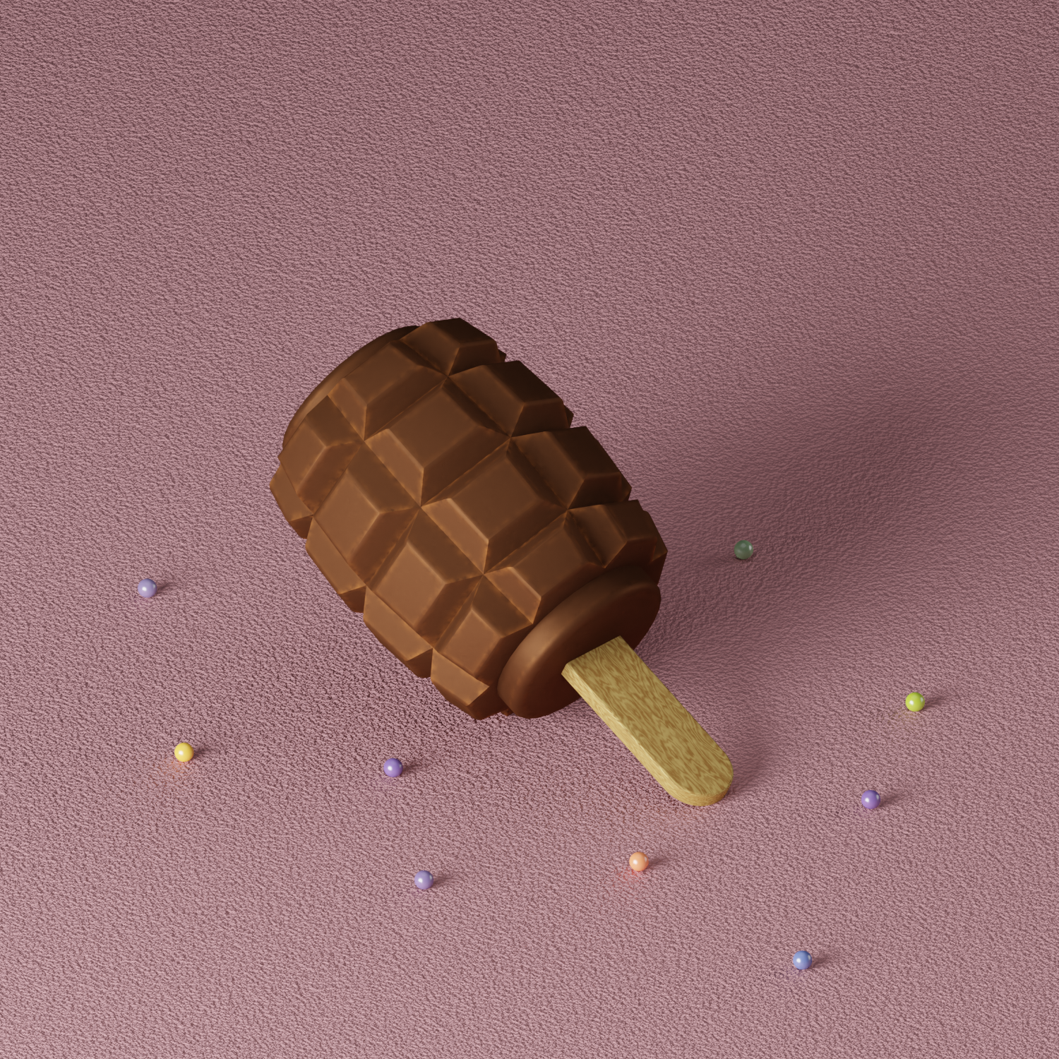 Exploding Ice Cream - My, Blender, Computer graphics, 3D, Ice cream, Hand grenade