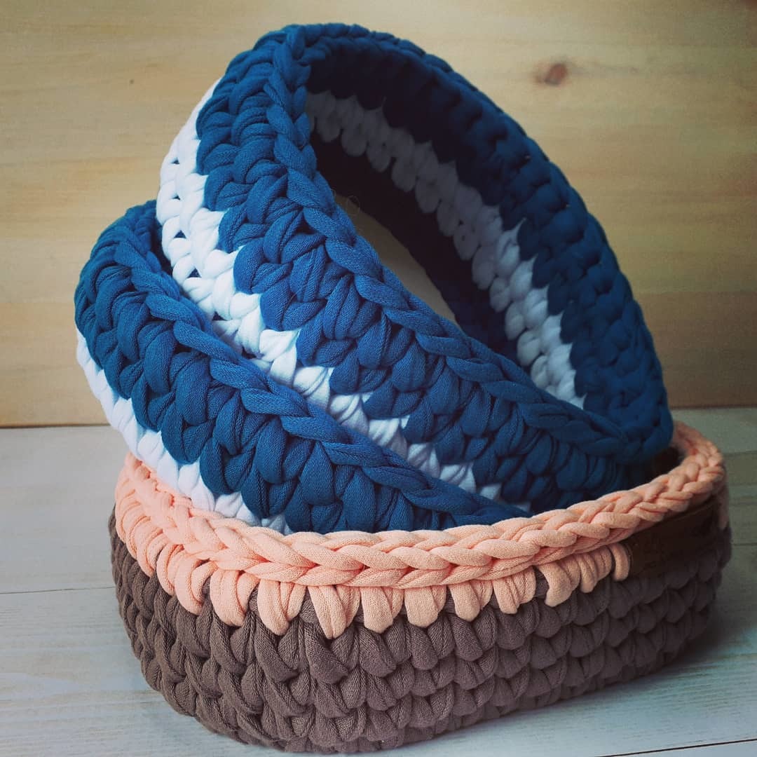 My baskets - My, Knitting, Baskets, Crochet, Longpost