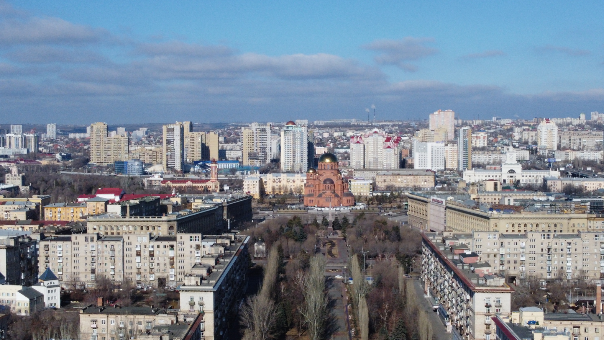 Полет над Центральной набережной Волгограда - Волгоград, Река Волга, Достопримечательности, Видео, Длиннопост