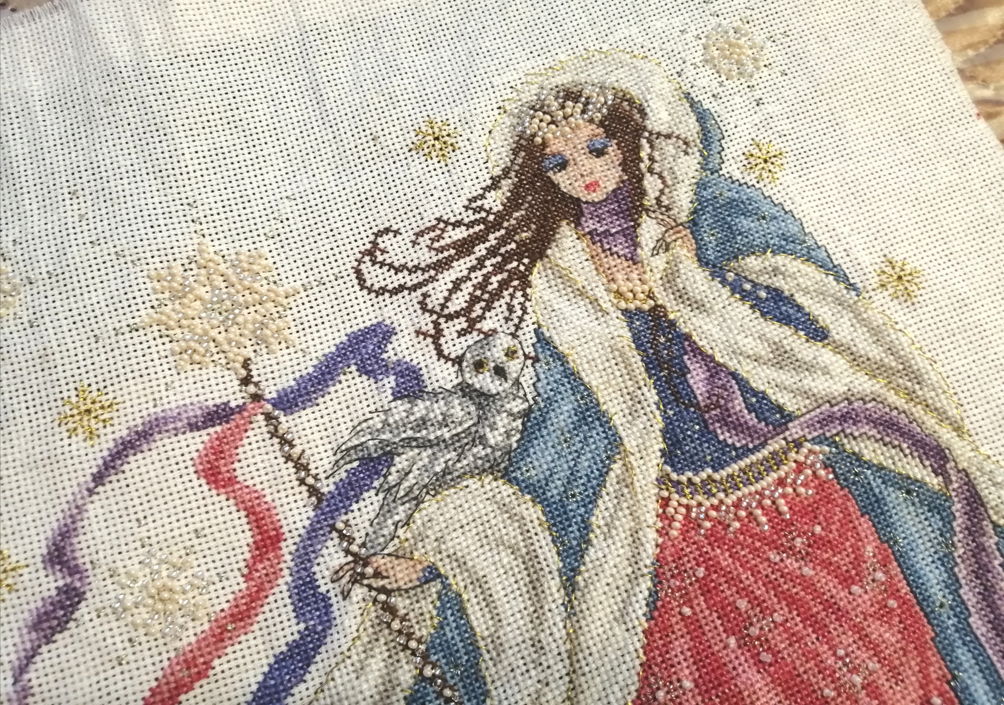 Snow Queen - embroidery with process - My, Cross-stitch, Needlework with process, Longpost, Needlework