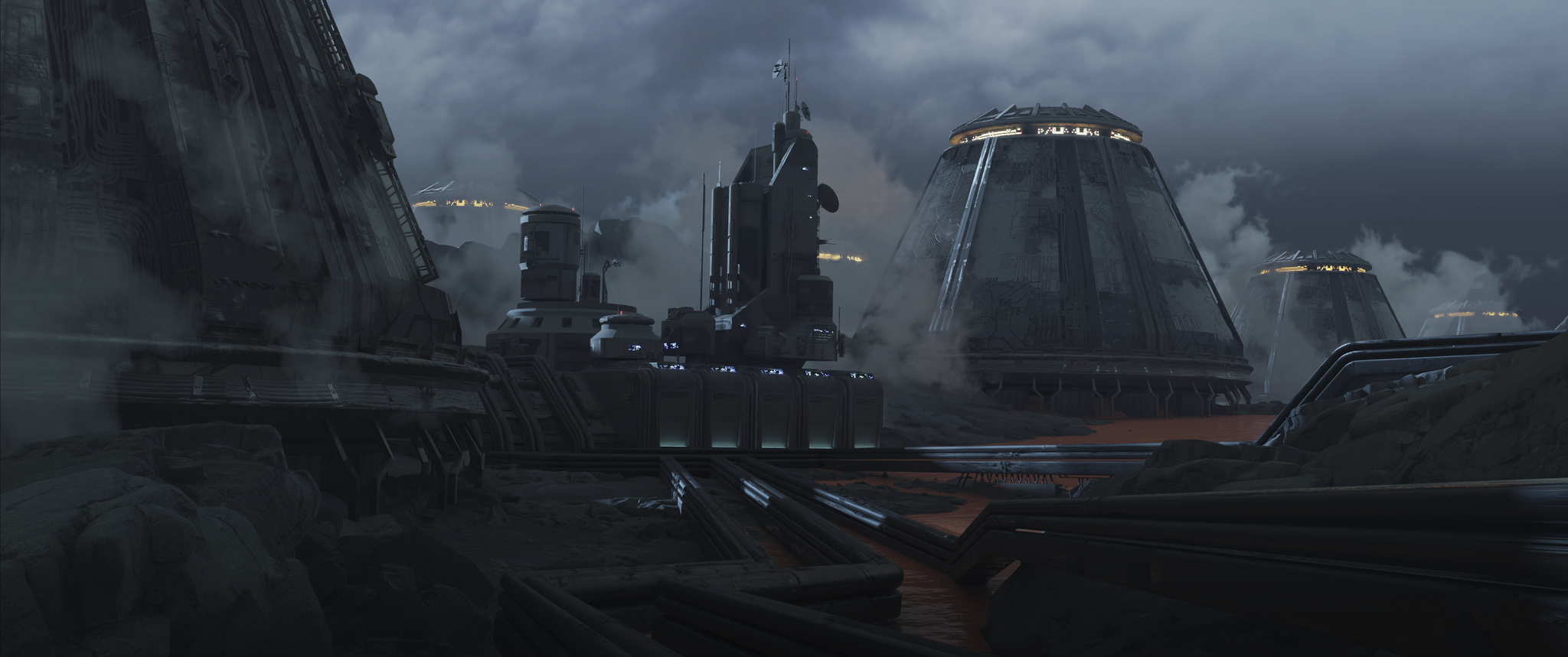 Terraforming base - My, Concept Art, Art, Blender, Fantasy, Science fiction, 3D, 3D modeling, Fog