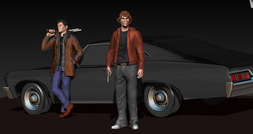 Blinded the Winchester brothers in ZBrush - My, 3D, 3D modeling, Zbrush, Supernatural, Winchesters, Suicide girls, Jared Padalecki, Jensen Ackles, Longpost